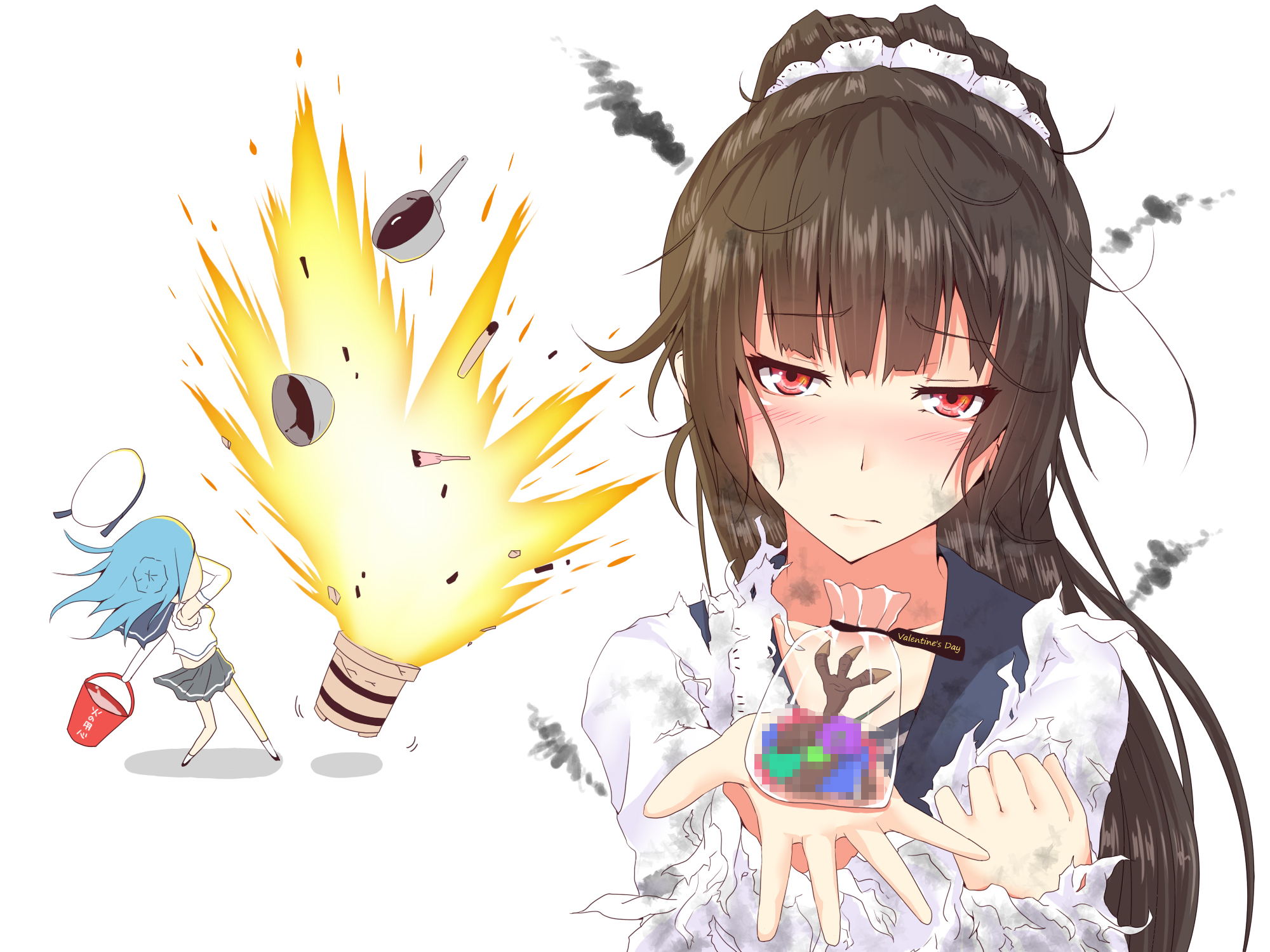 Isokaze from Kantai Collection with an explosion HD Wallpaper