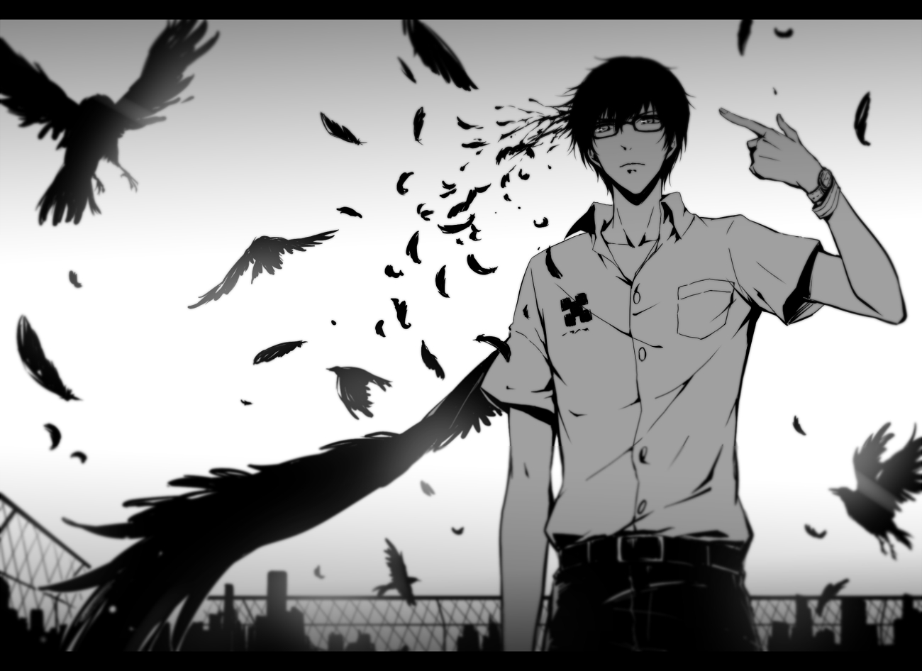 Nine from Zankyou no Terror with crows HD Wallpaper