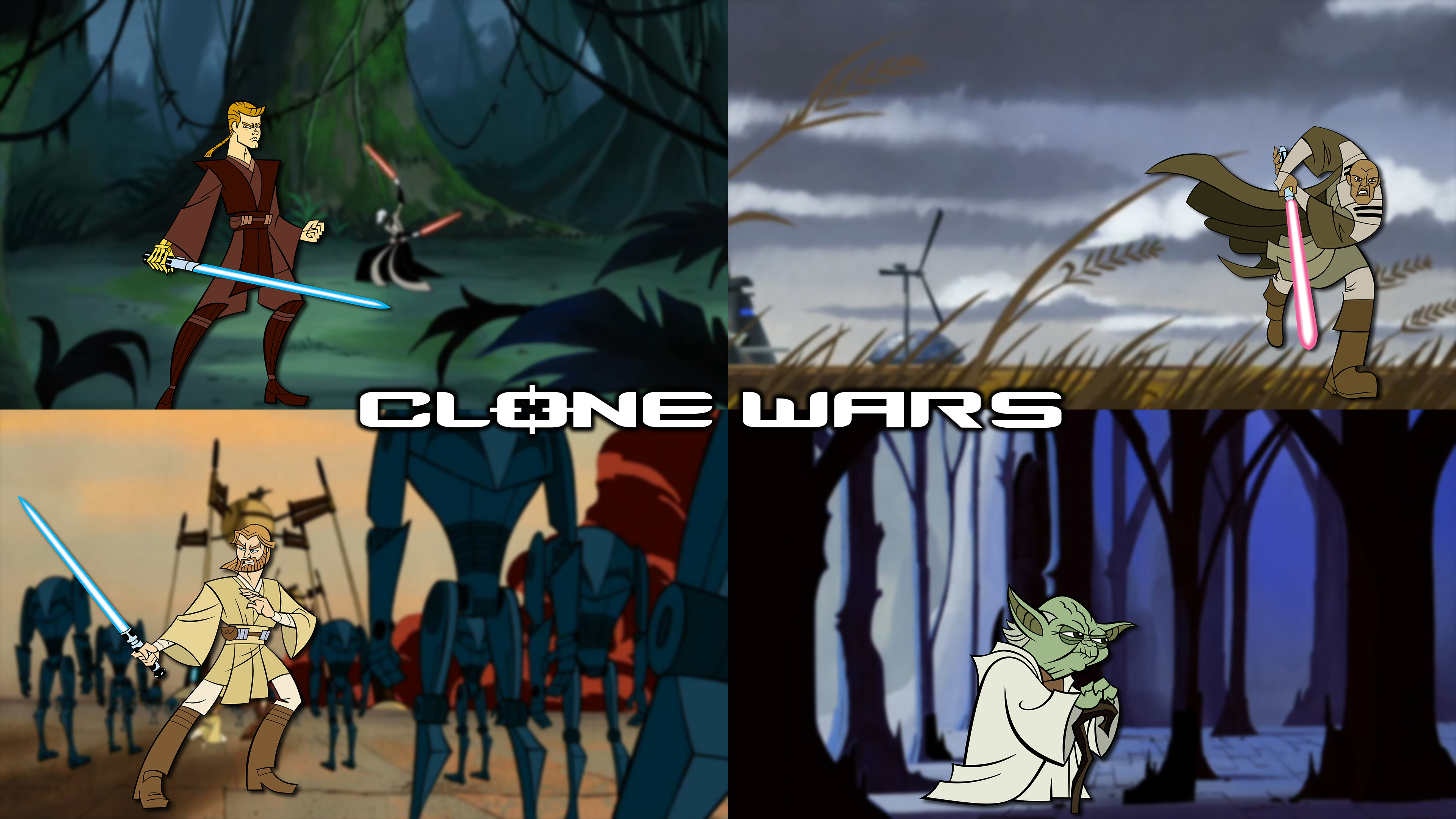Clone Wars: Anakin Skywalker, Obi-Wan Kenobi, Mace Windu, Yoda HD Wallpaper
