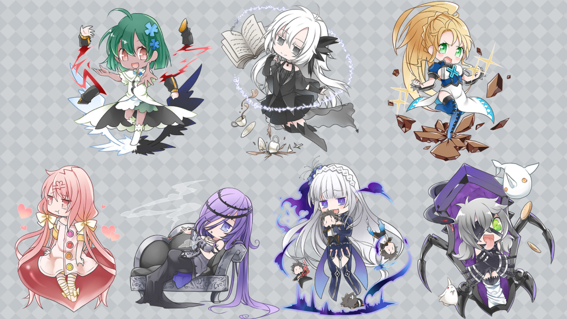 Chibi characters from various anime series HD Wallpaper
