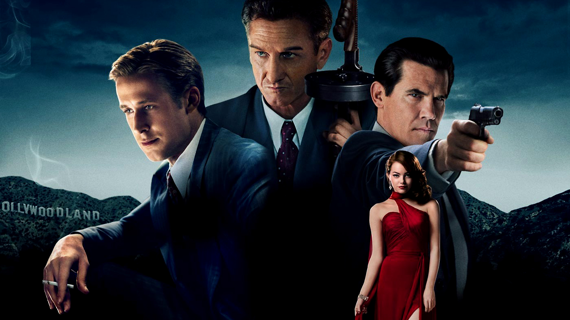 Gangster Squad Ryan Gosling Sean Penn Josh Brolin Emma Stone HD Wallpaper