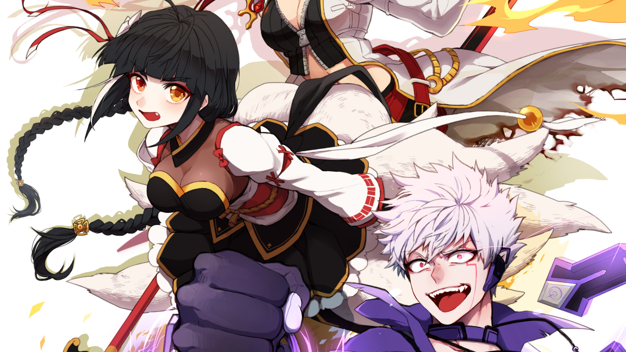 Anime characters with black and white hair HD Wallpaper