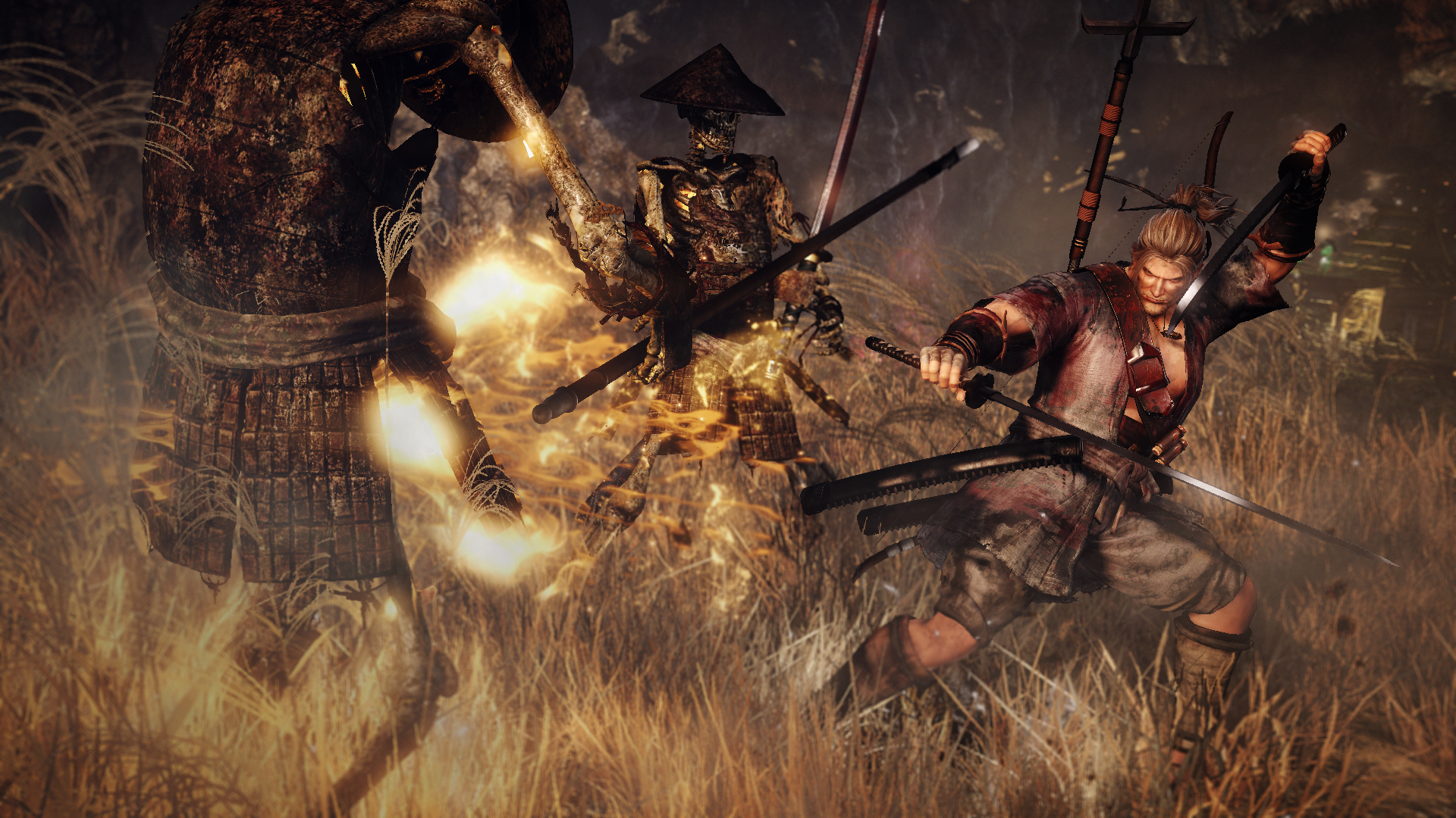 William Adams fighting skeleton warrior in Nioh HD Wallpaper