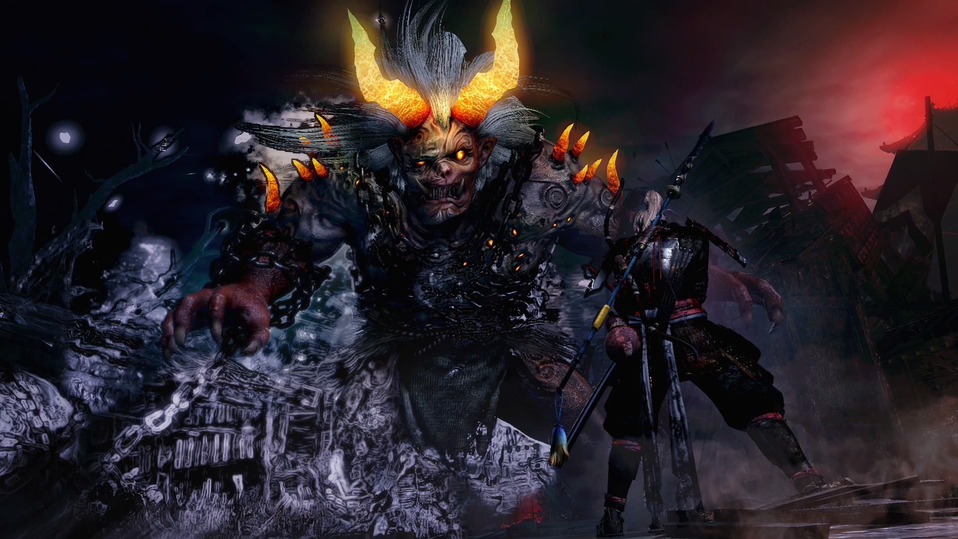 William Adams fighting a demon in Nioh HD Wallpaper