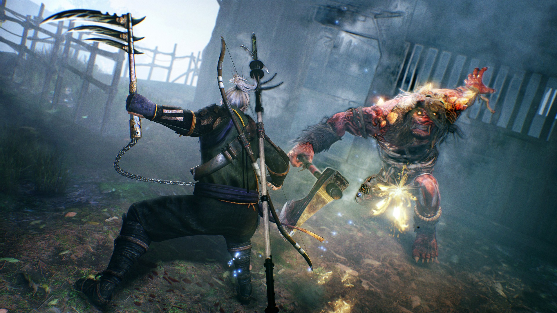 William Adams from Nioh fighting a demon HD Wallpaper