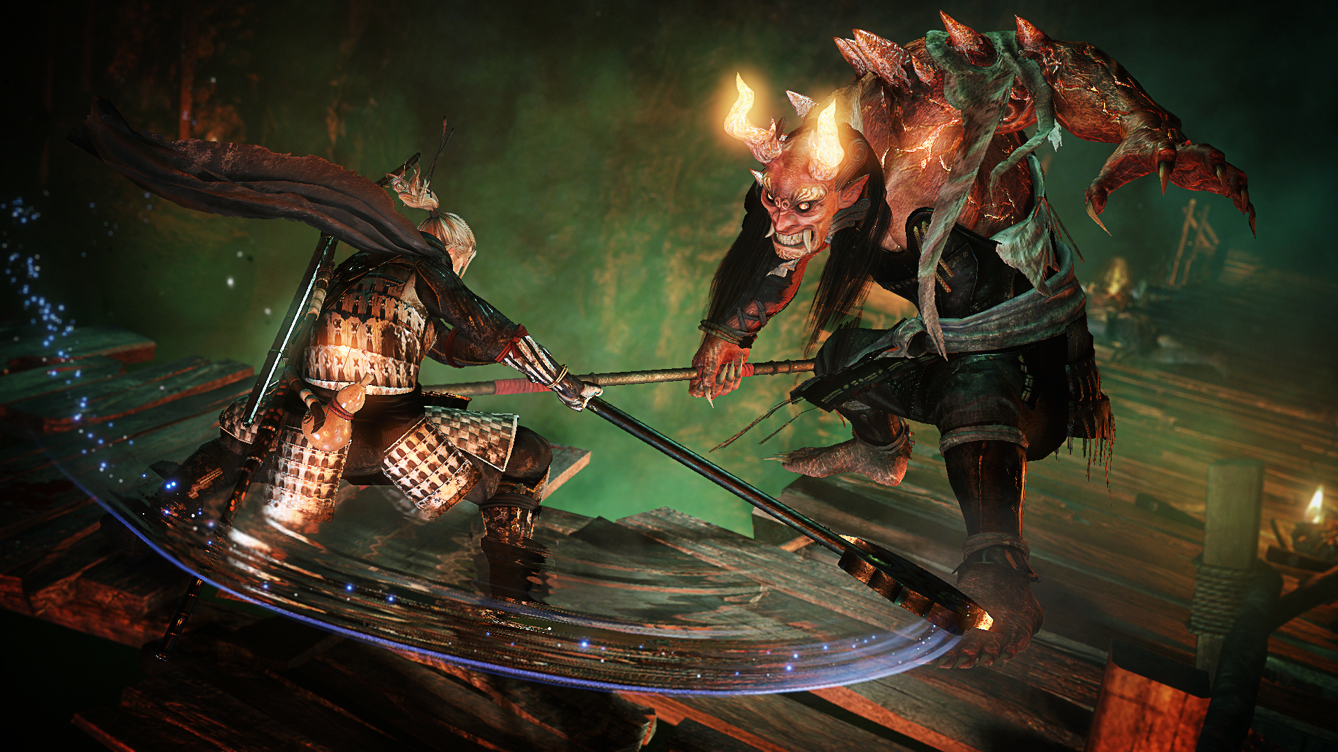 William Adams from Nioh fighting a demon HD Wallpaper