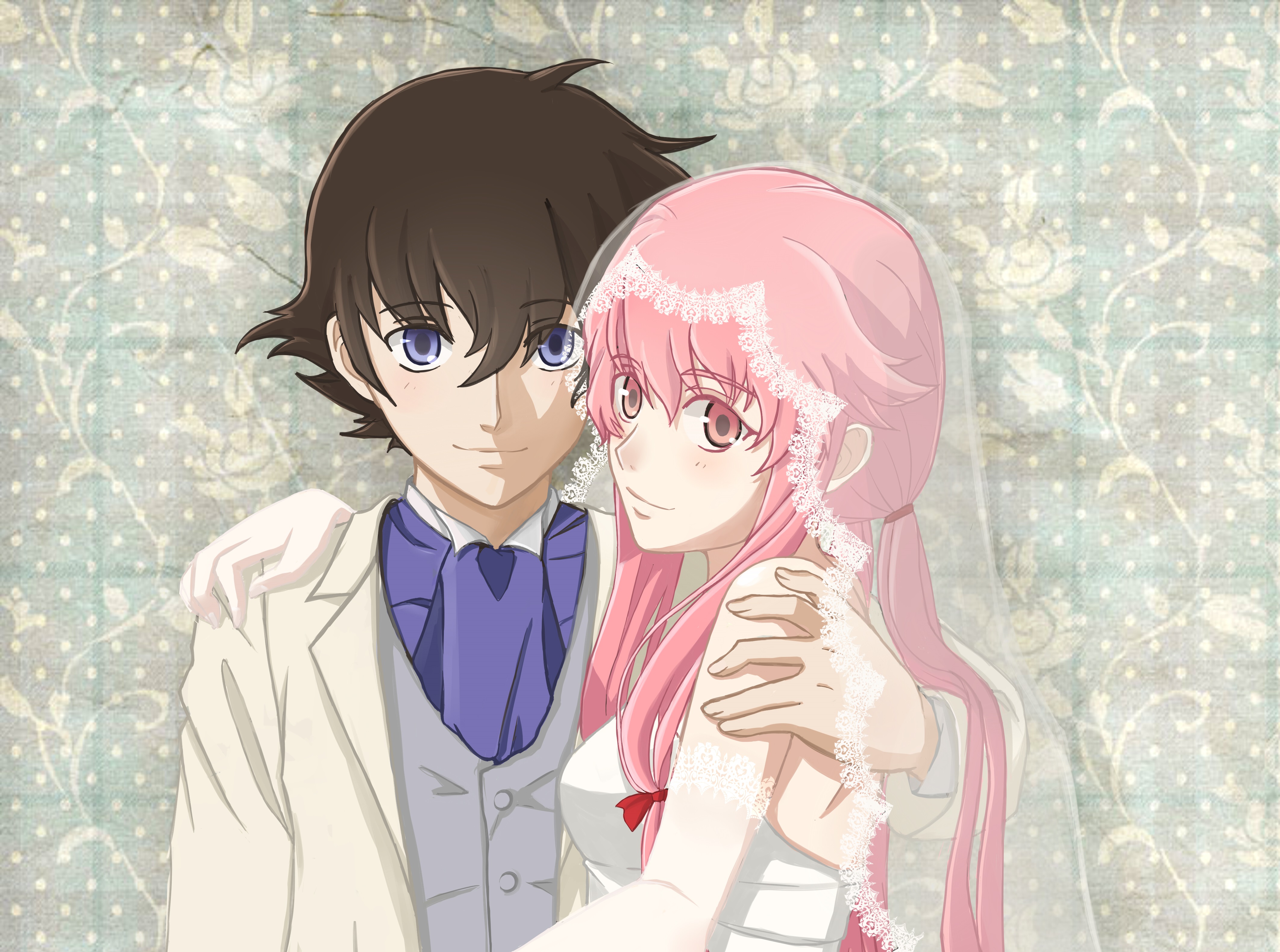 Yukiteru Amano and Yuno Gasai from Future Diary HD Wallpaper