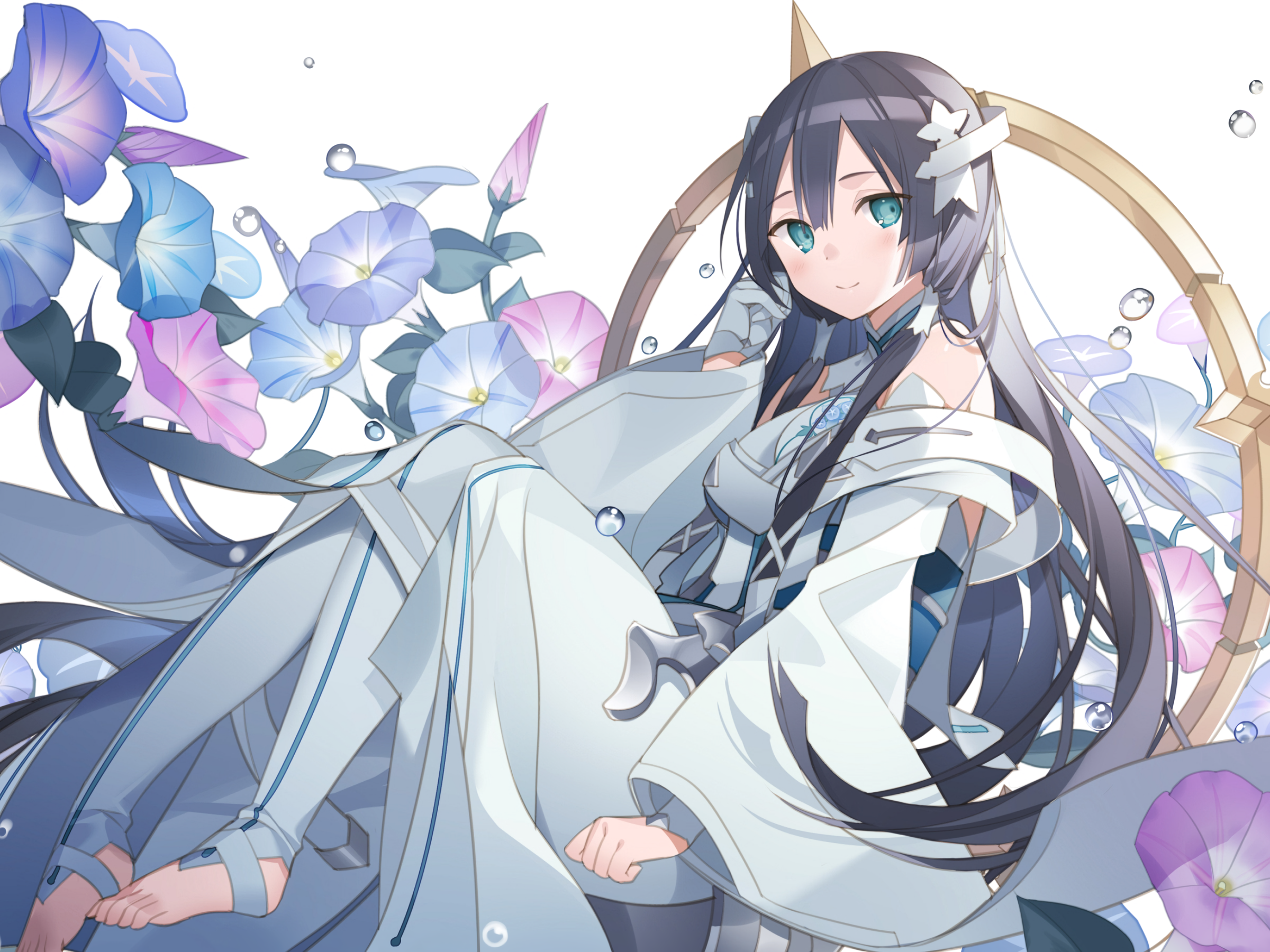 Togo Mimori with Morning Glories HD Wallpaper