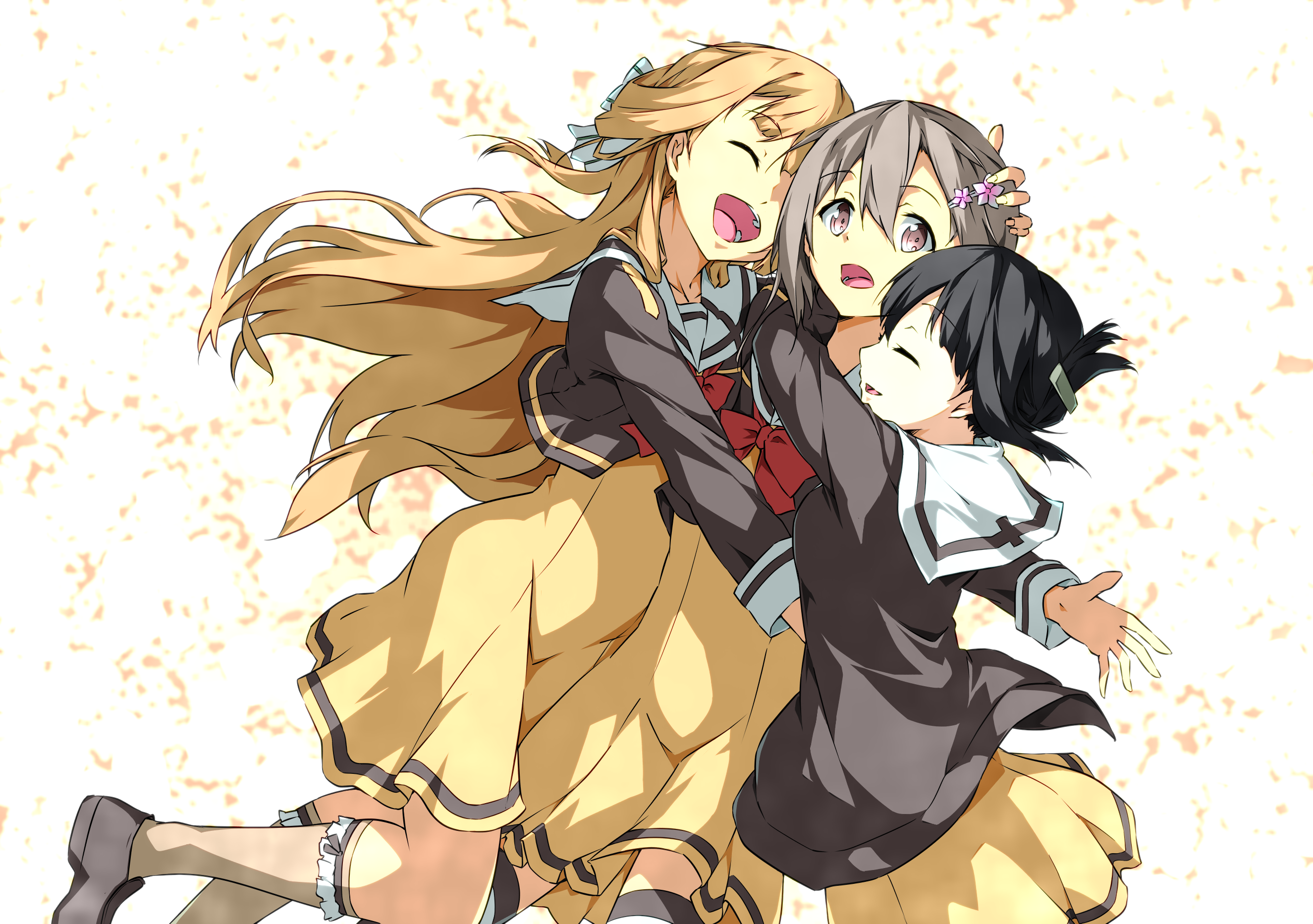 Three girls hugging HD Wallpaper