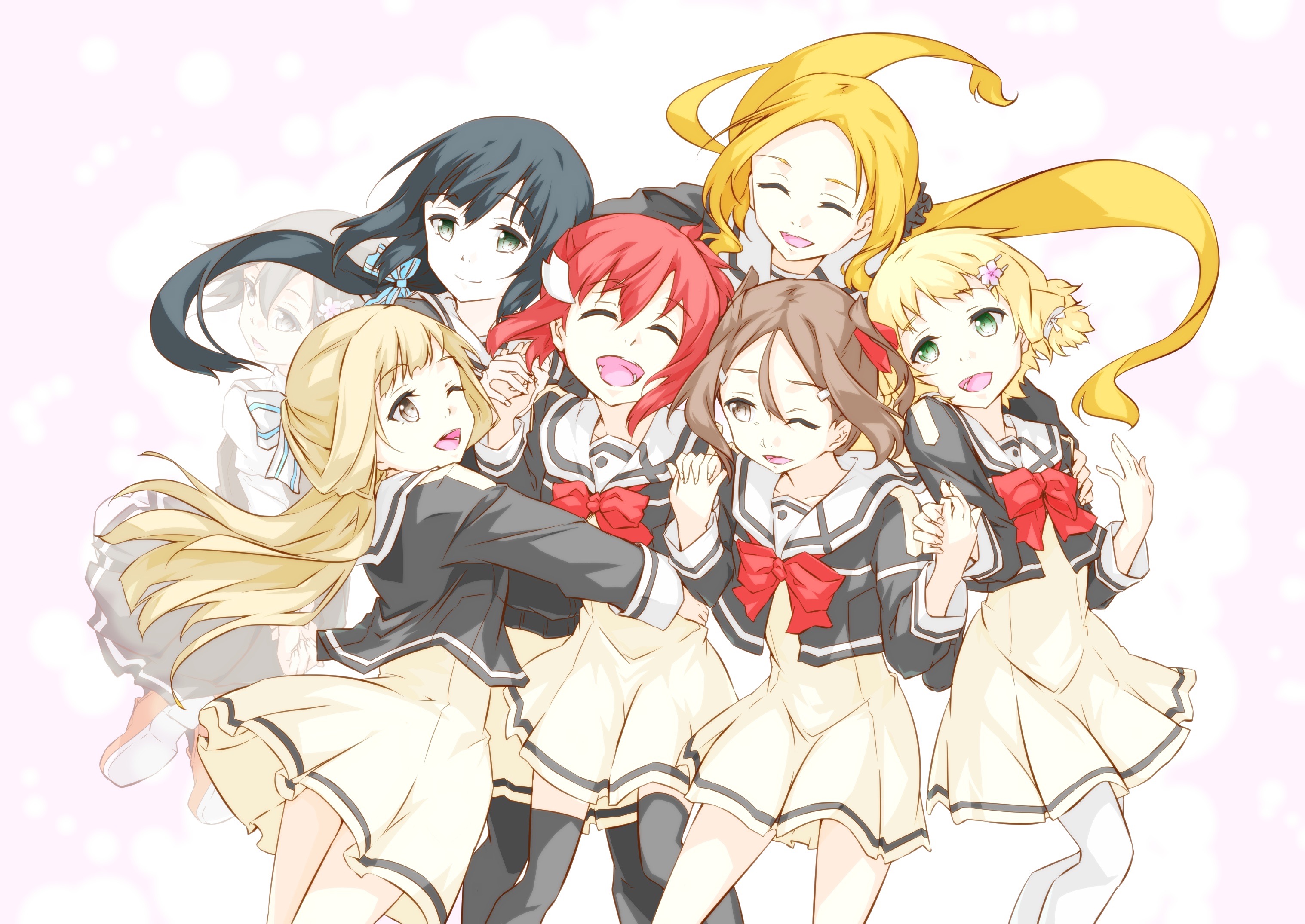 Togo Mimori and friends in school uniforms HD Wallpaper