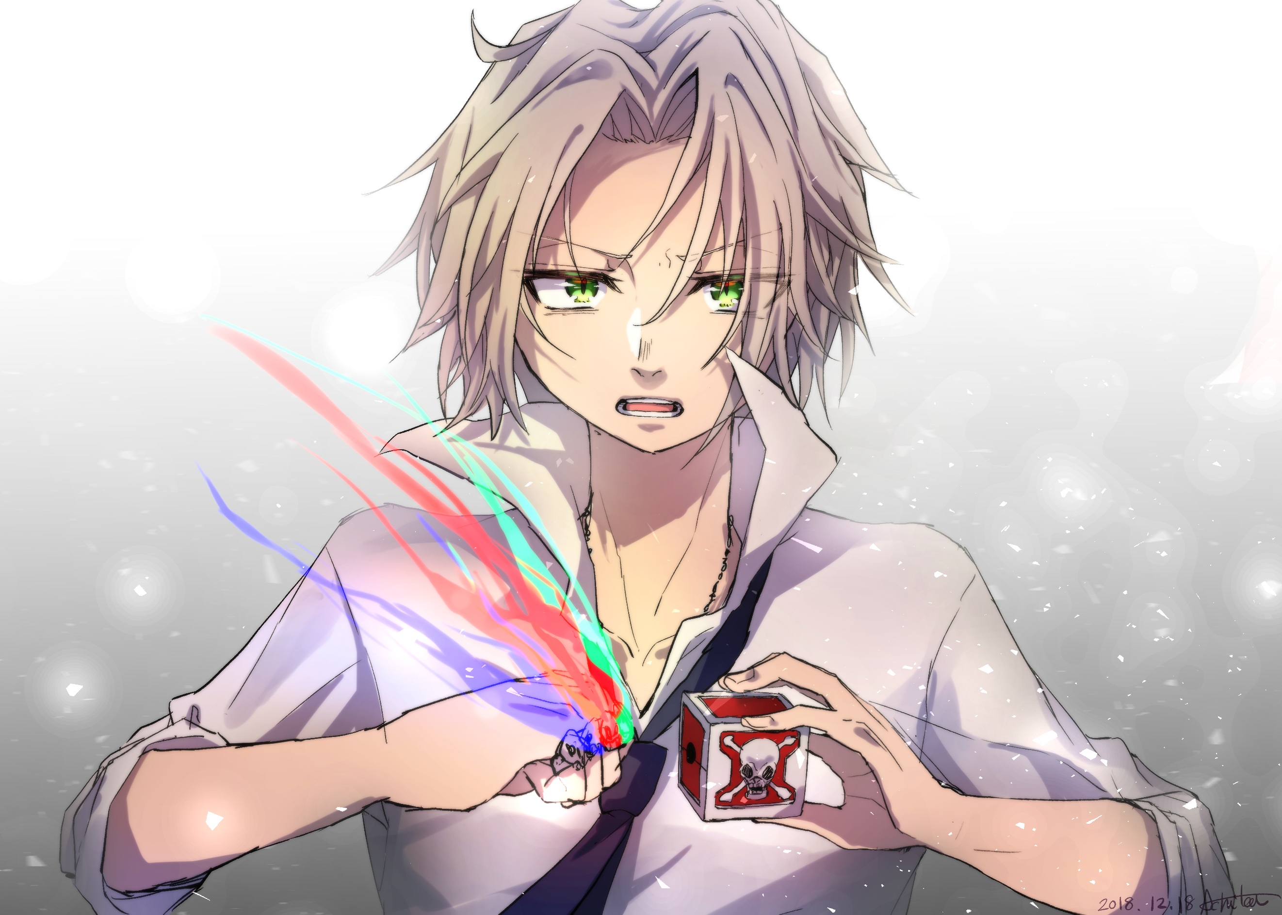 Hayato Gokudera with a skull box HD Wallpaper