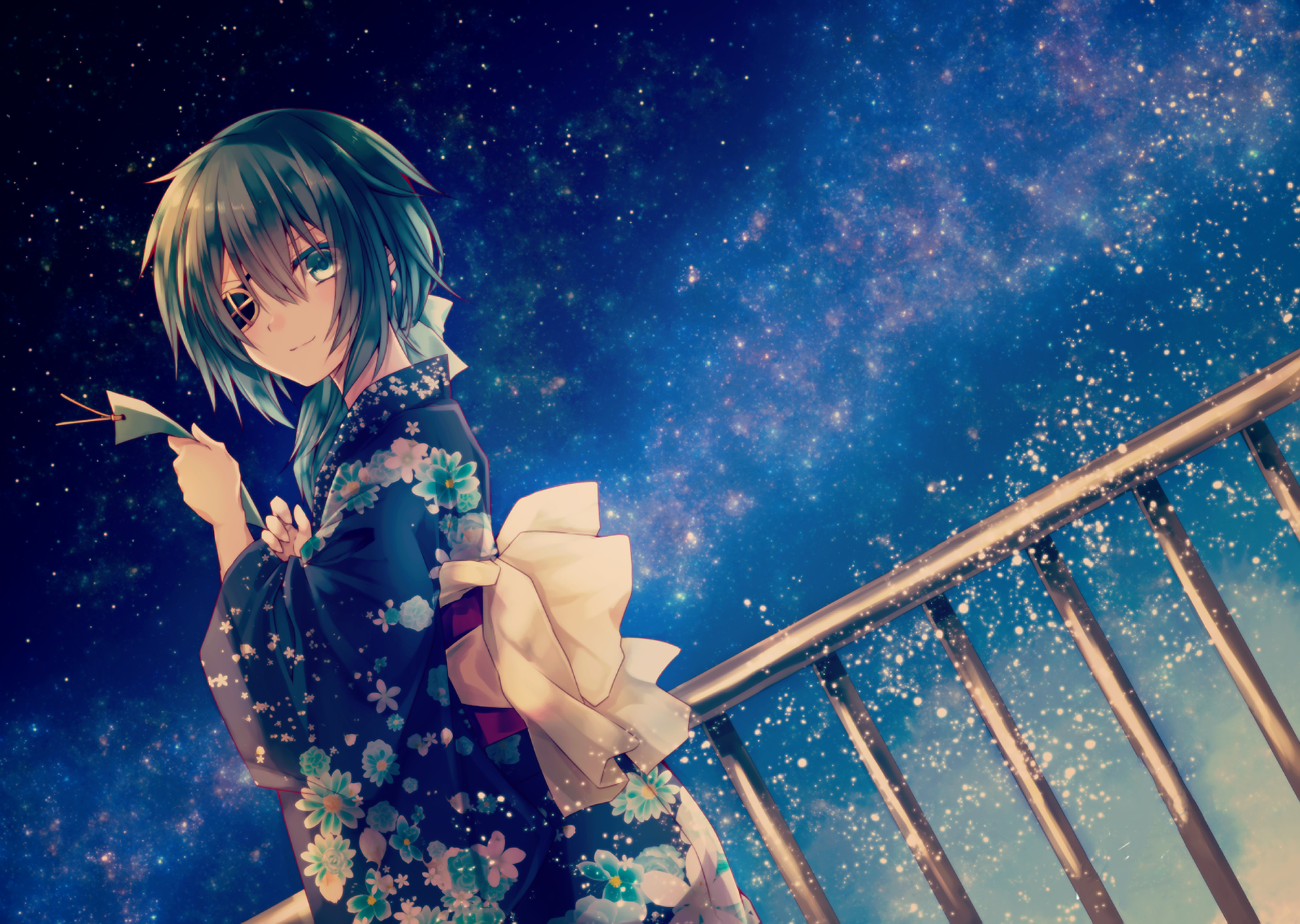 Kiso from Kancolle in a Yukata under the Stars HD Wallpaper