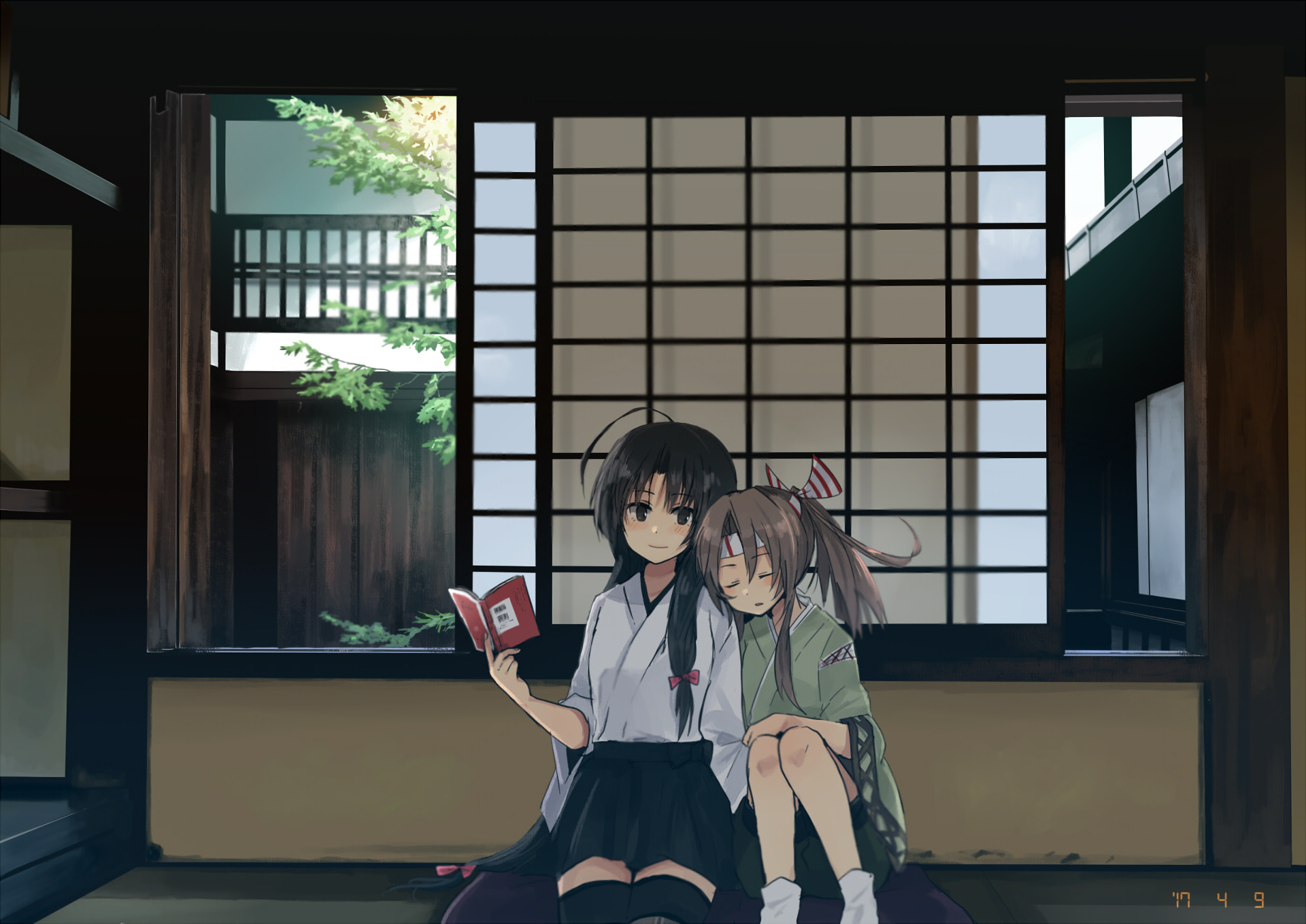 Zuihou from Kantai Collection reading a book HD Wallpaper