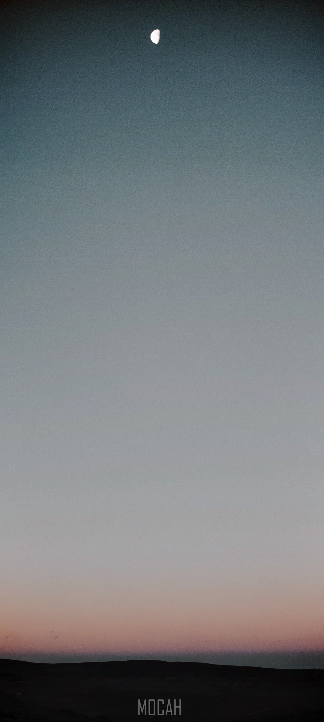 Moon in the sky over a dark landscape HD Phone Wallpaper
