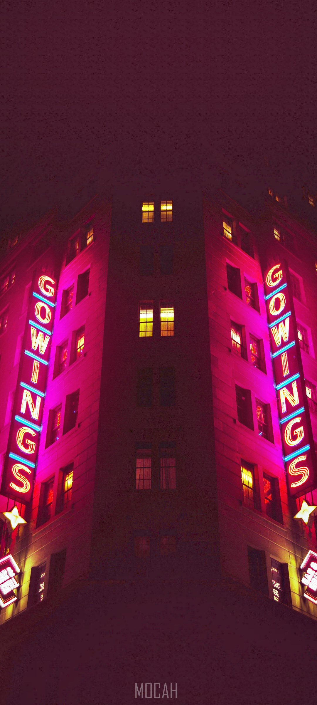 Gowings building at night with neon lights HD Phone Wallpaper
