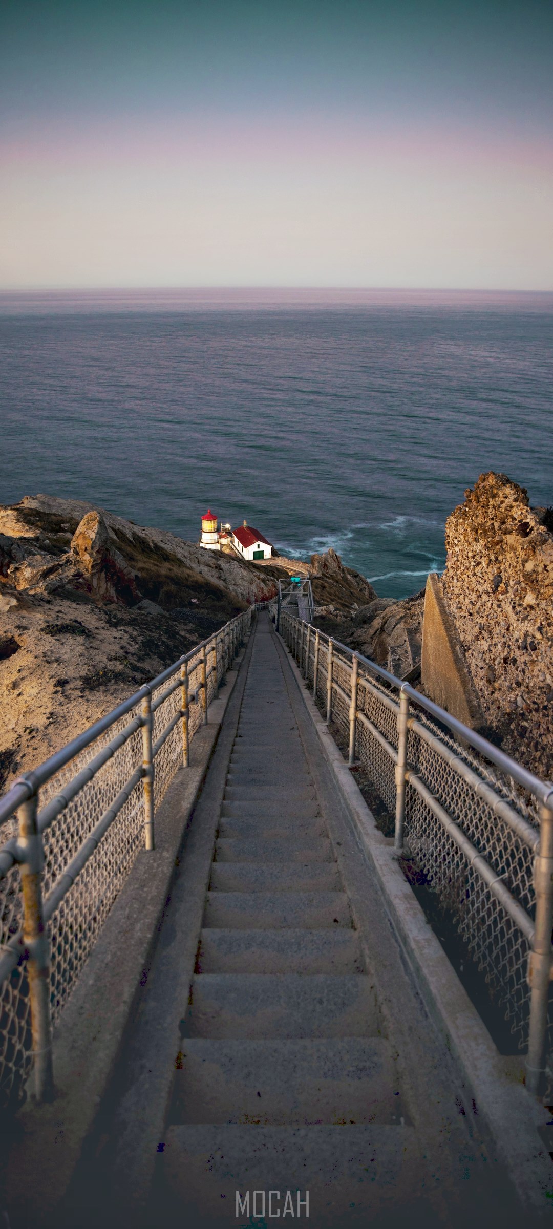Stairs leading to Point Reyes Lighthouse, California HD Phone Wallpaper