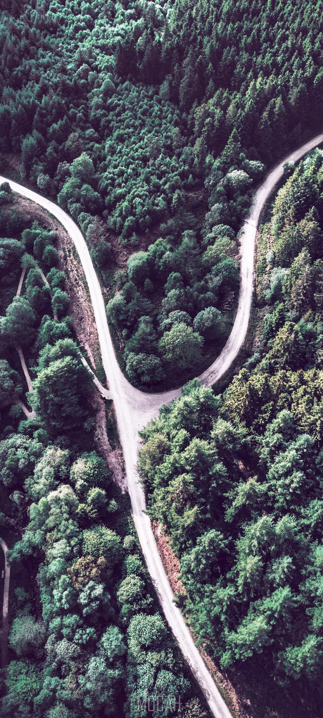 Aerial View of Brecon Forest Road Intersection HD Phone Wallpaper
