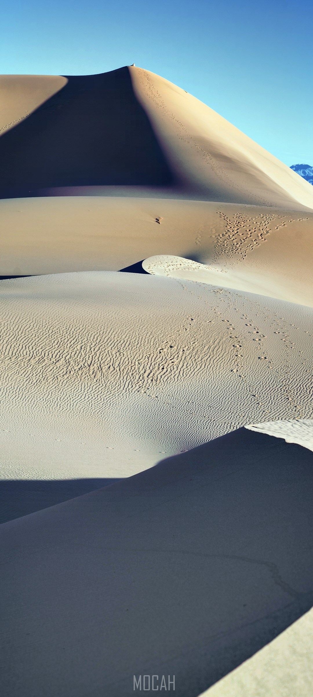 Sand dunes under a clear blue sky HD Phone Wallpaper
