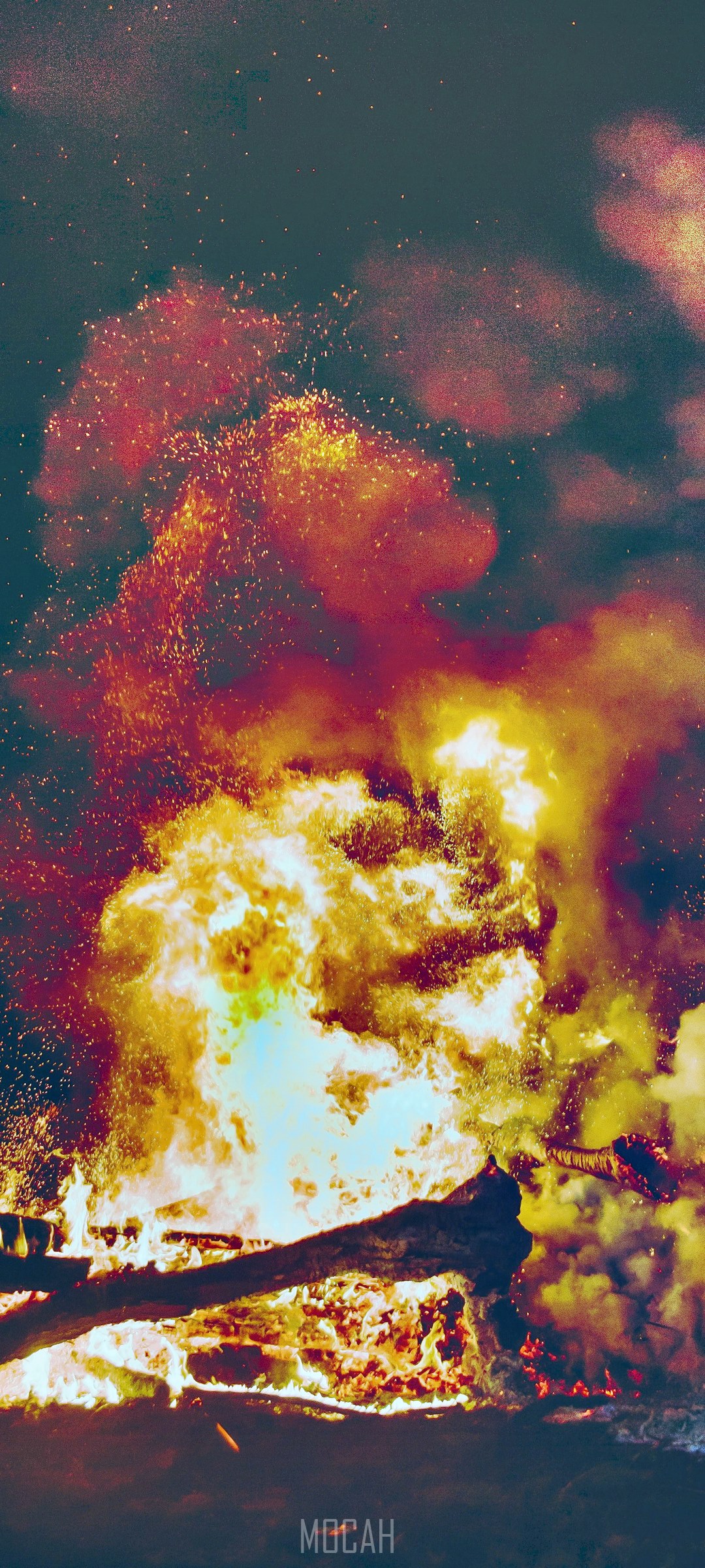 Explosion of fire and sparks HD Phone Wallpaper