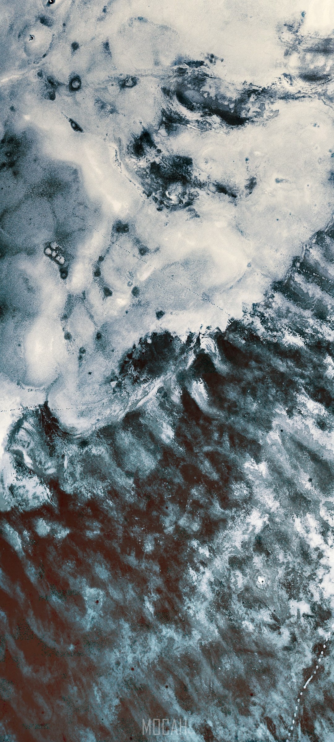 Abstract blue and white marbled texture with dark brown areas HD Phone Wallpaper