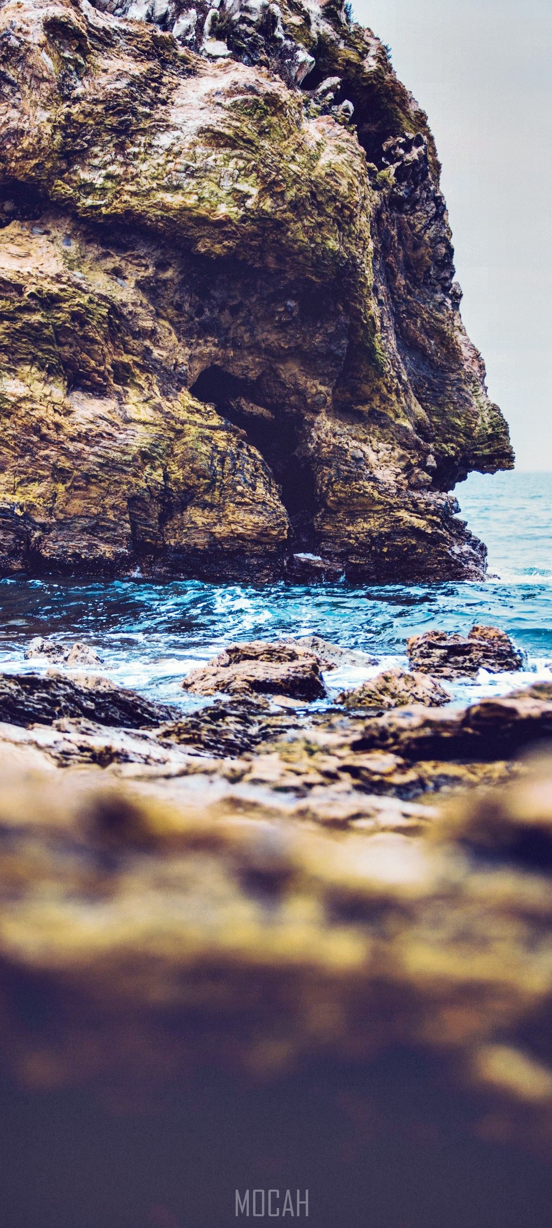 Rocky Coastline with Ocean Waves HD Phone Wallpaper