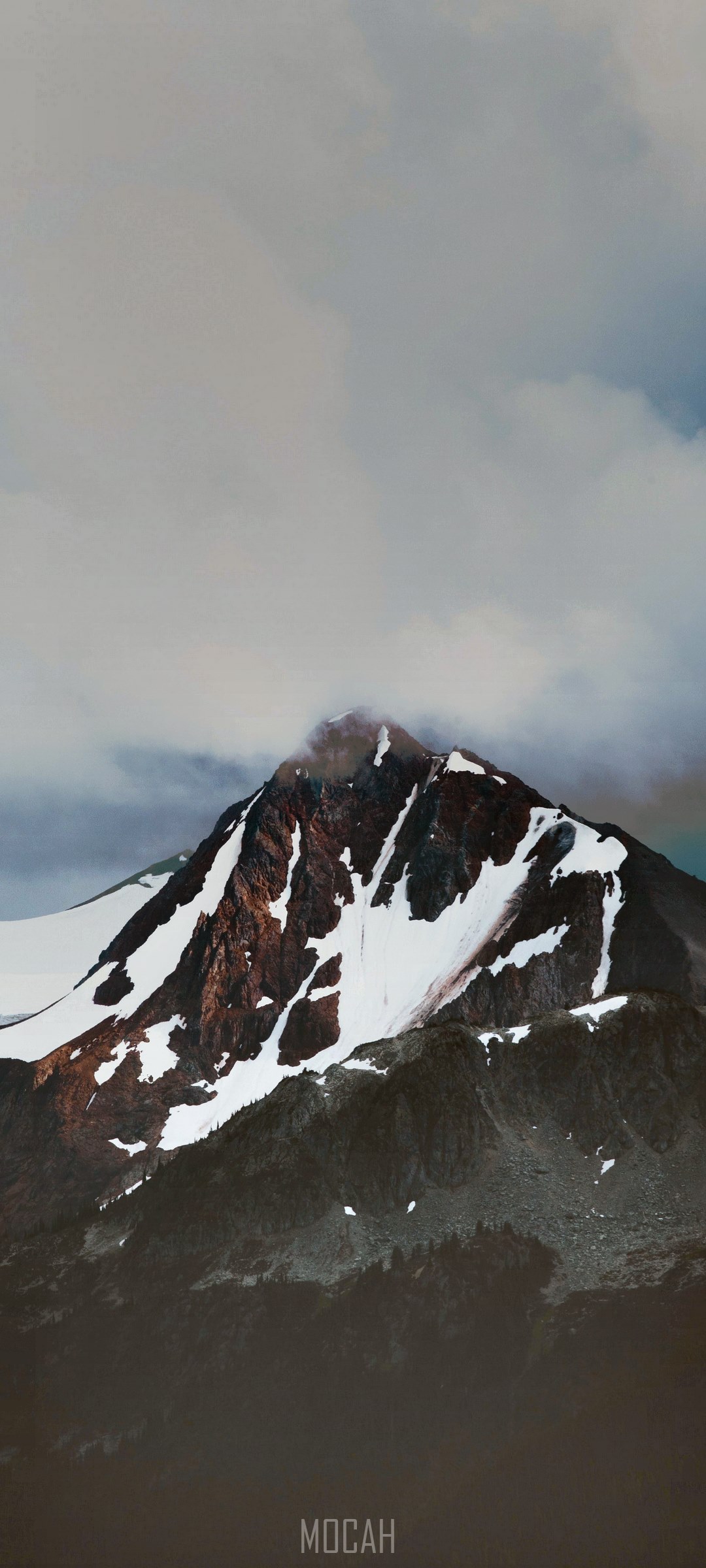 Mountain landscape with snow and clouds HD Phone Wallpaper