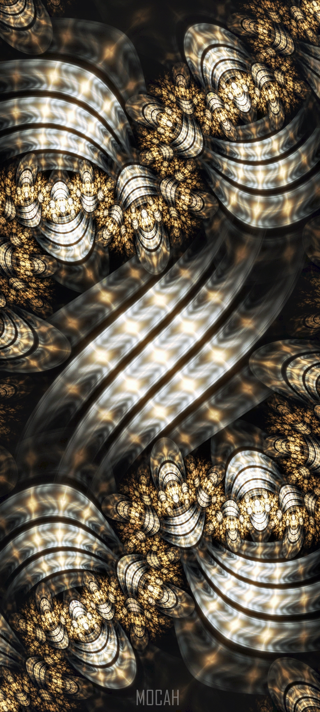 Fractal Art with Metallic and Golden Patterns HD Phone Wallpaper