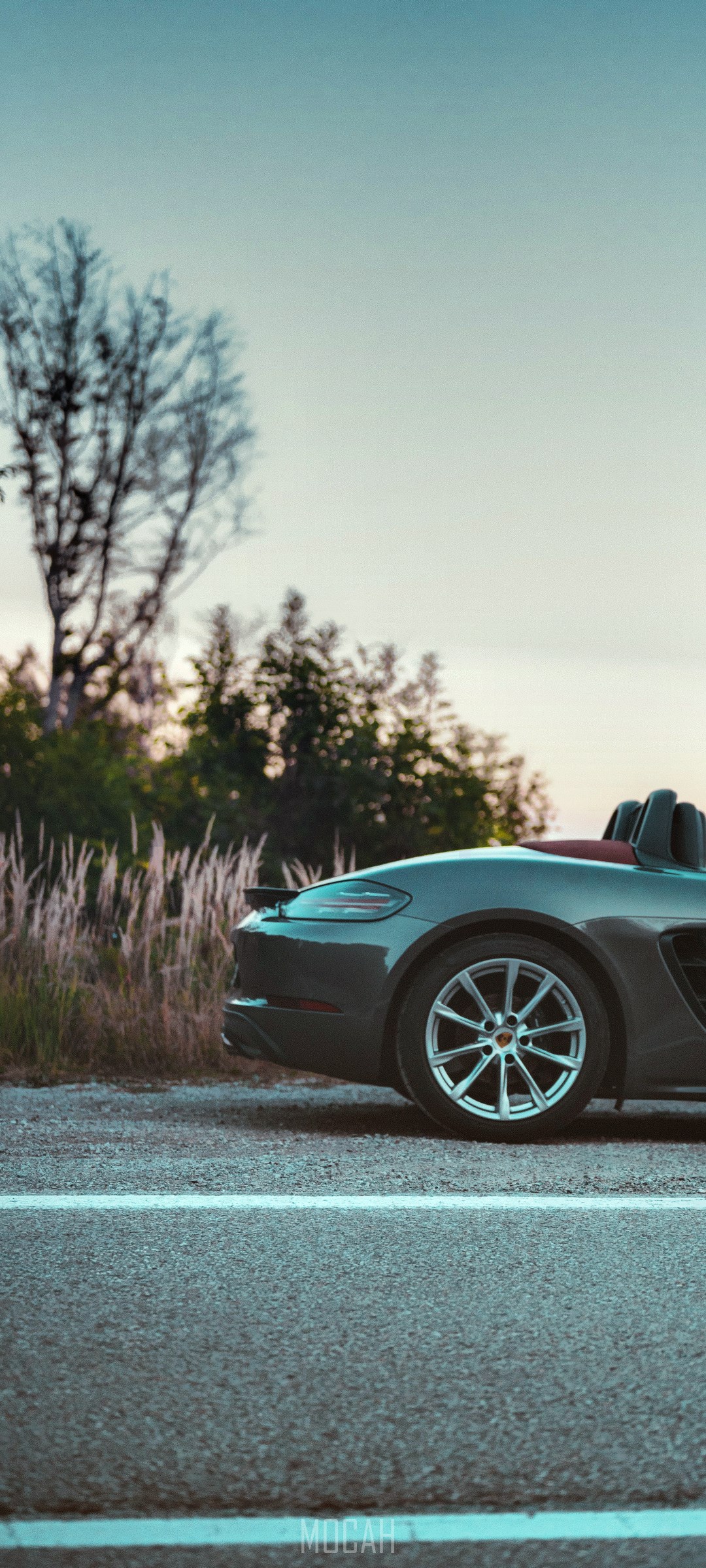 Porsche Convertible parked on the side of the road HD Phone Wallpaper