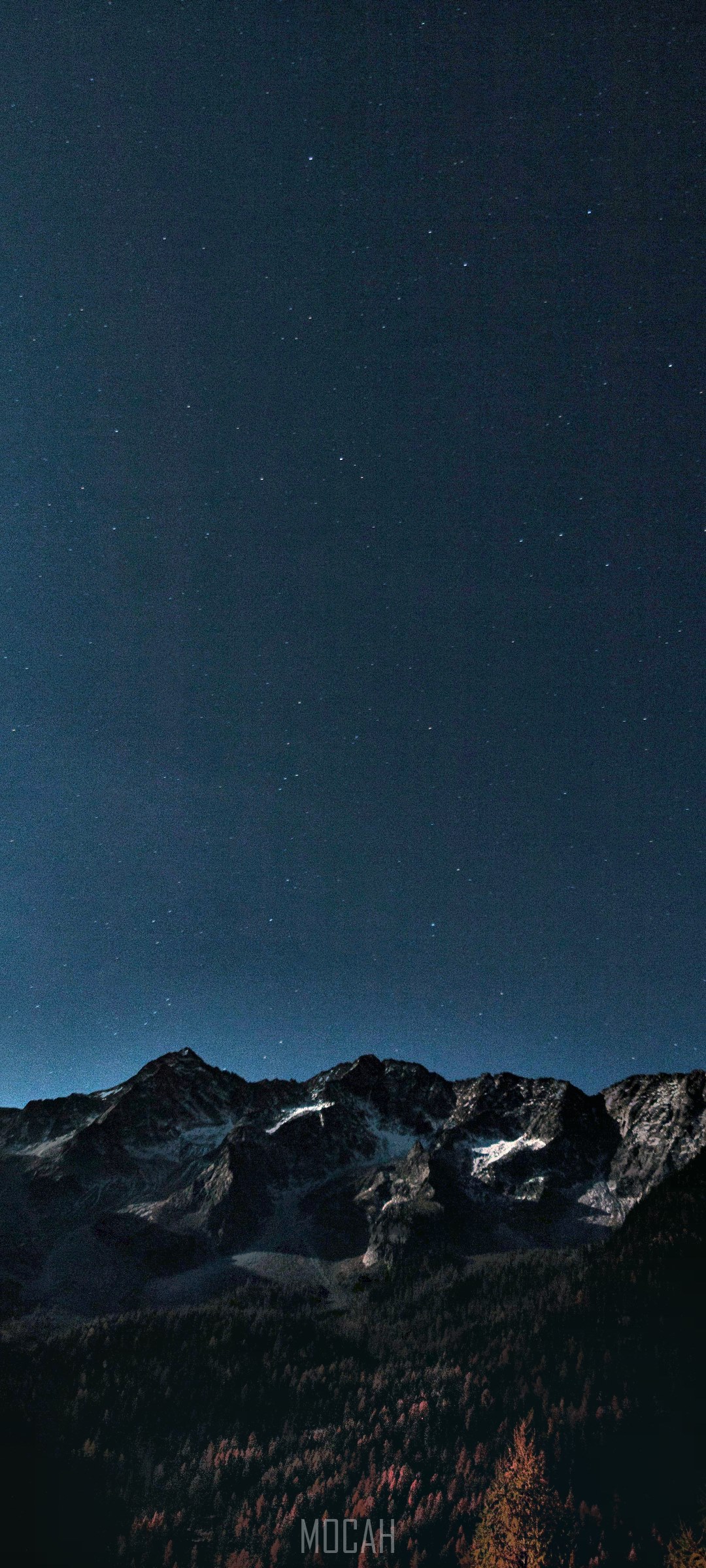 Starry night over autumn mountains HD Phone Wallpaper