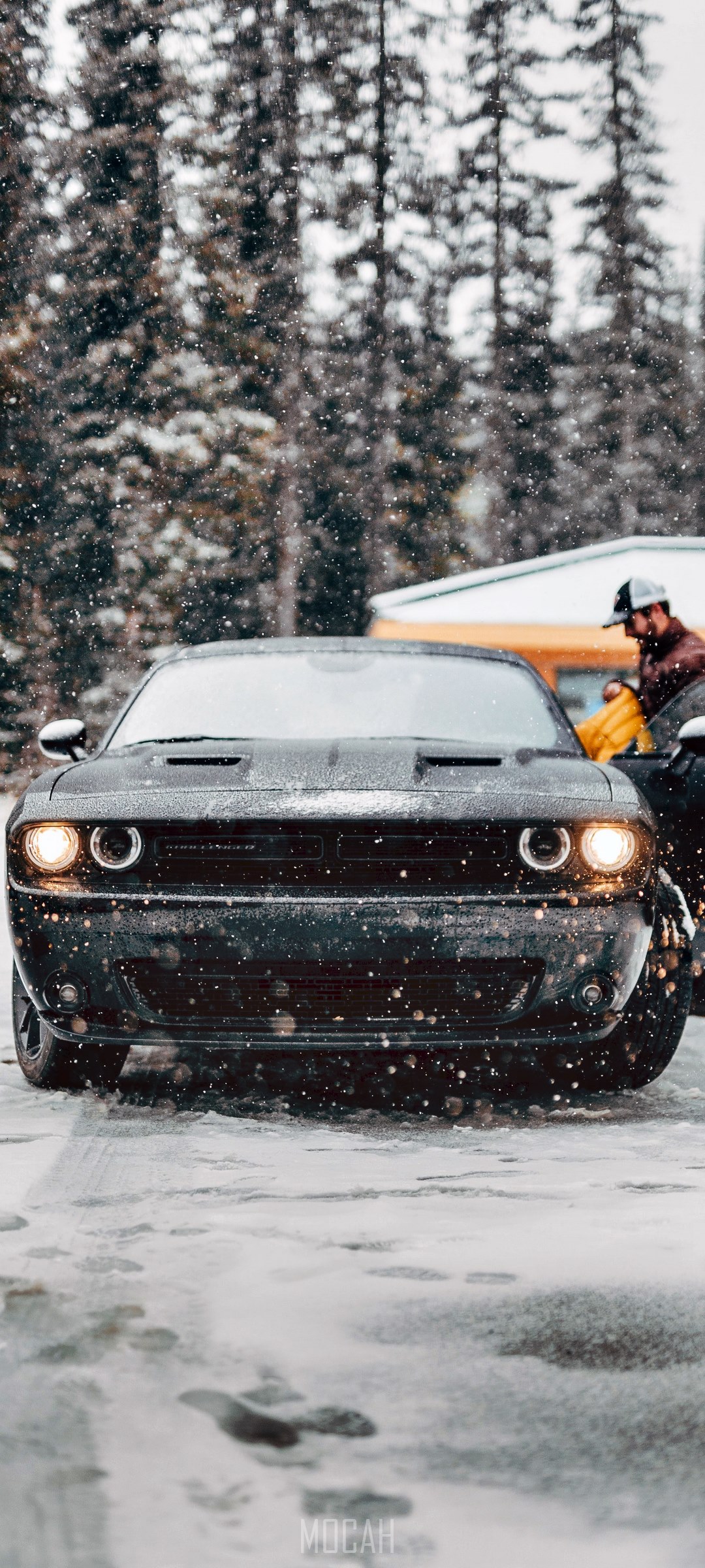 Dodge Challenger in Snow HD Phone Wallpaper