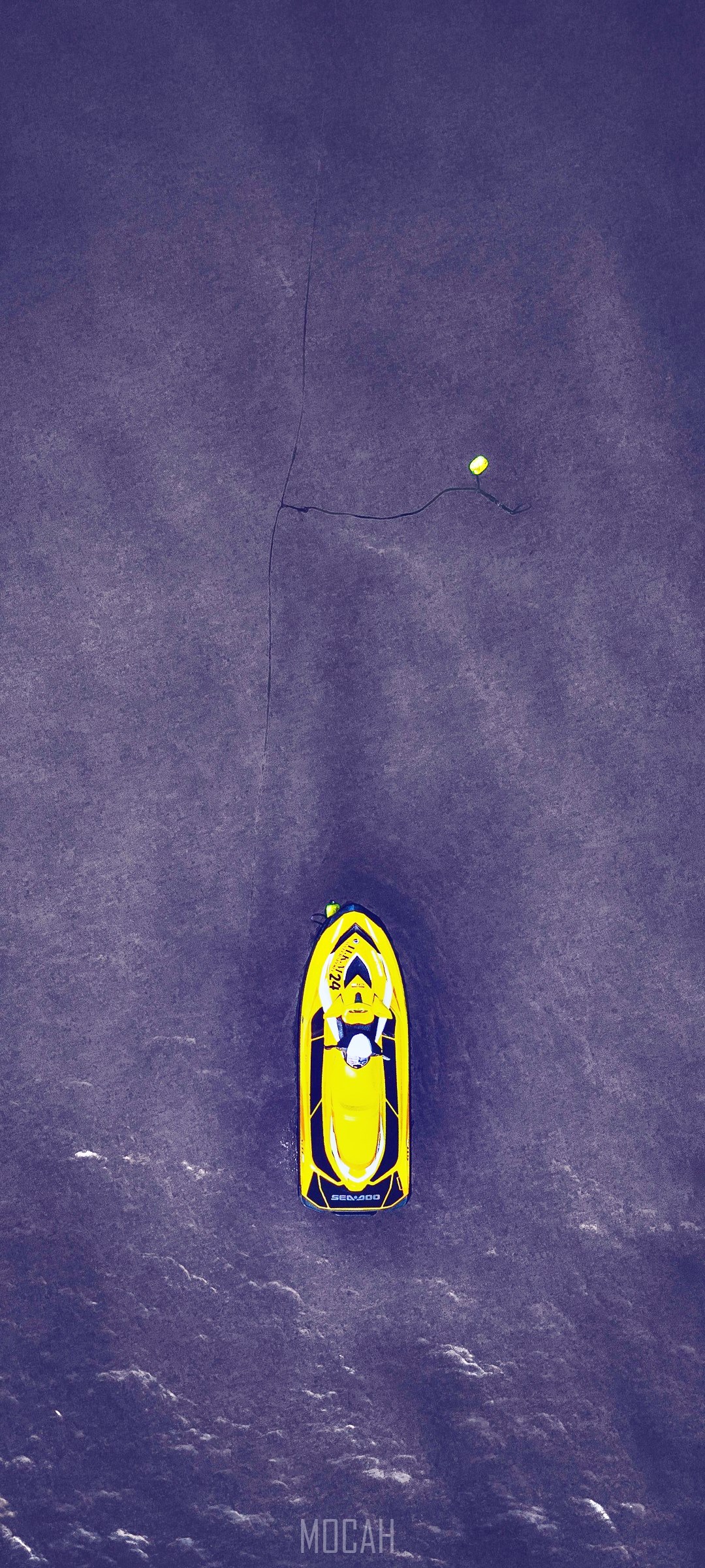 Yellow jet ski on dark water HD Phone Wallpaper