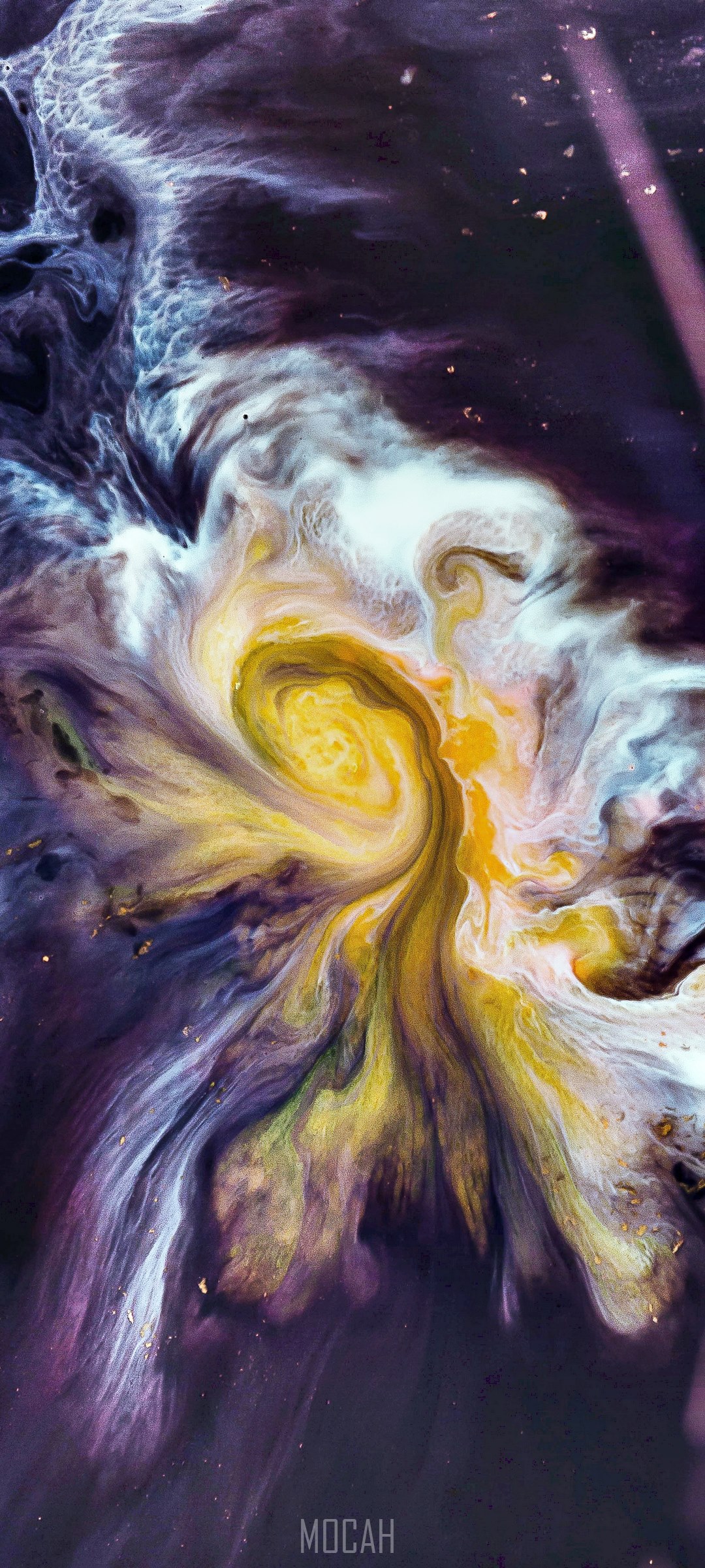 Abstract purple and yellow fluid art HD Phone Wallpaper