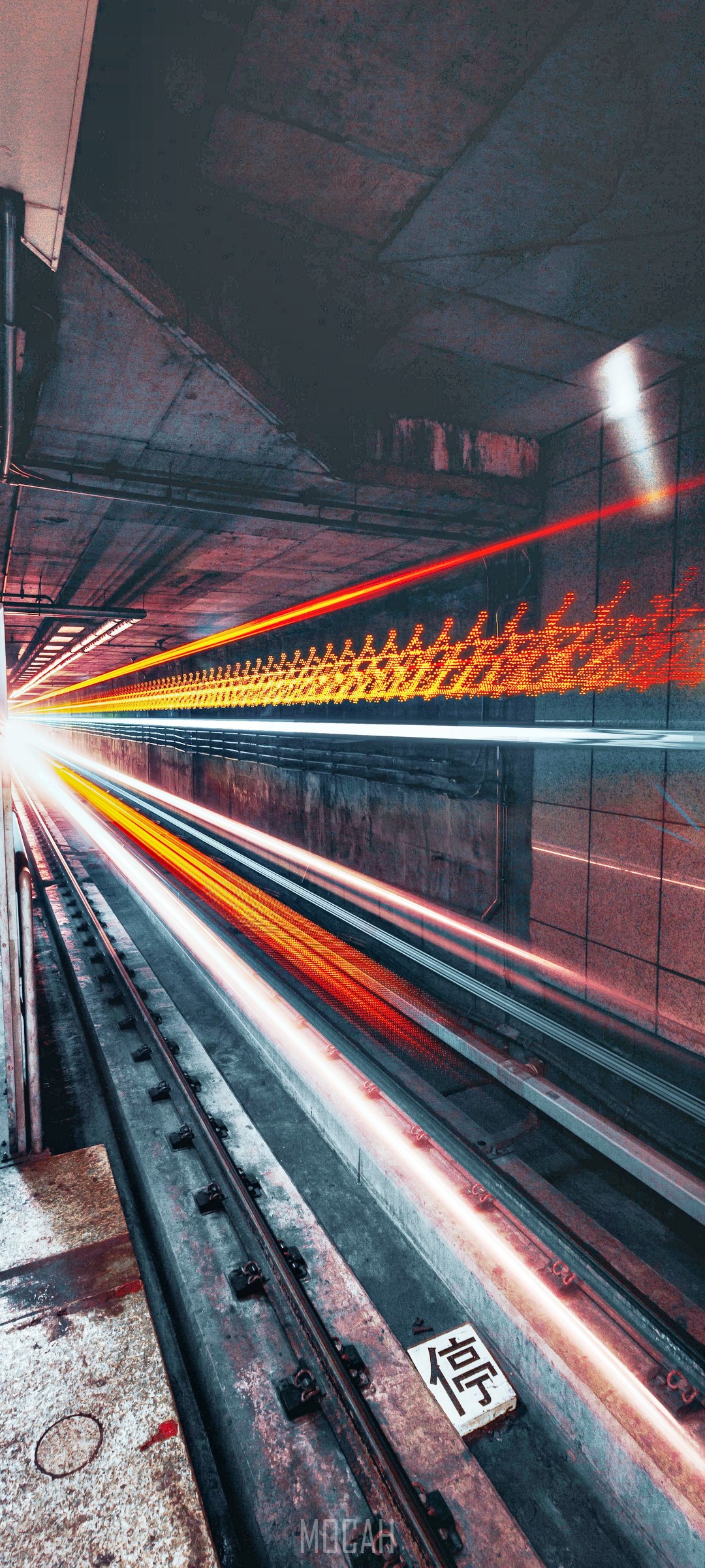 Taipei Metro light trails in tunnel HD Phone Wallpaper