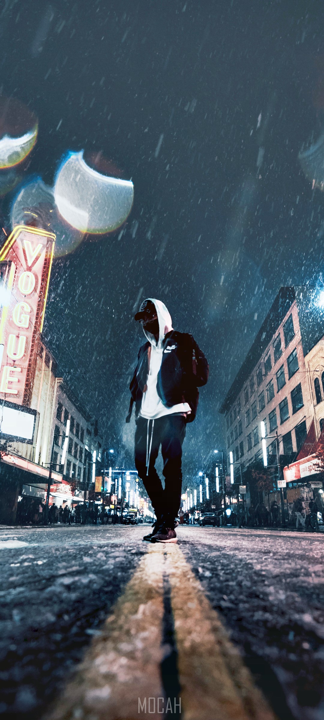 Rainy Night Walk on City Street HD Phone Wallpaper