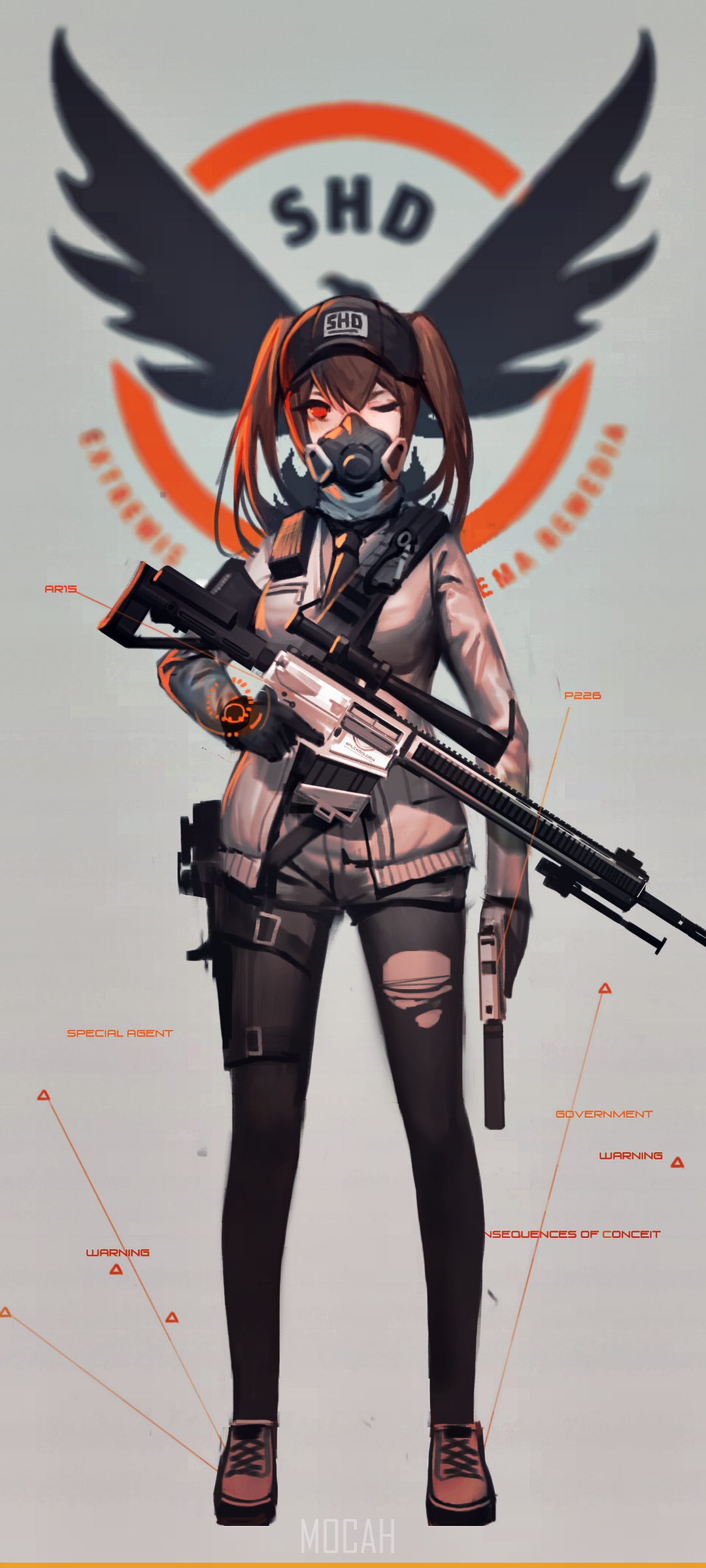 Anime girl with sniper rifle from The Division HD Phone Wallpaper