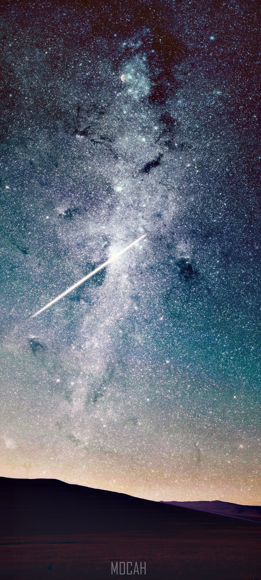 Meteor shower over a dark landscape HD Phone Wallpaper