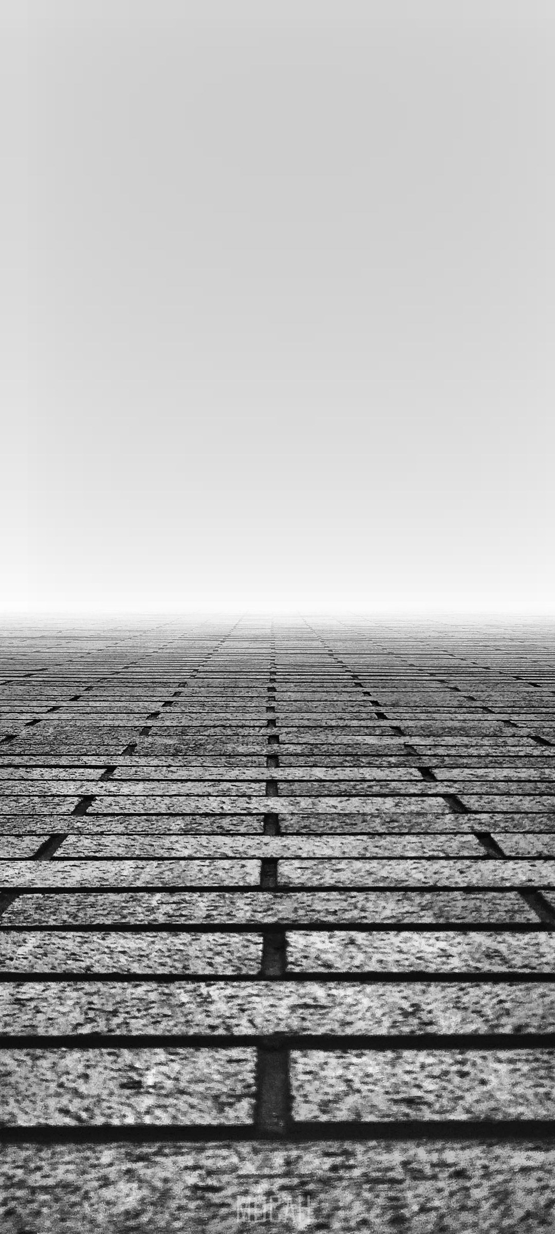 Brick pathway receding into fog HD Phone Wallpaper