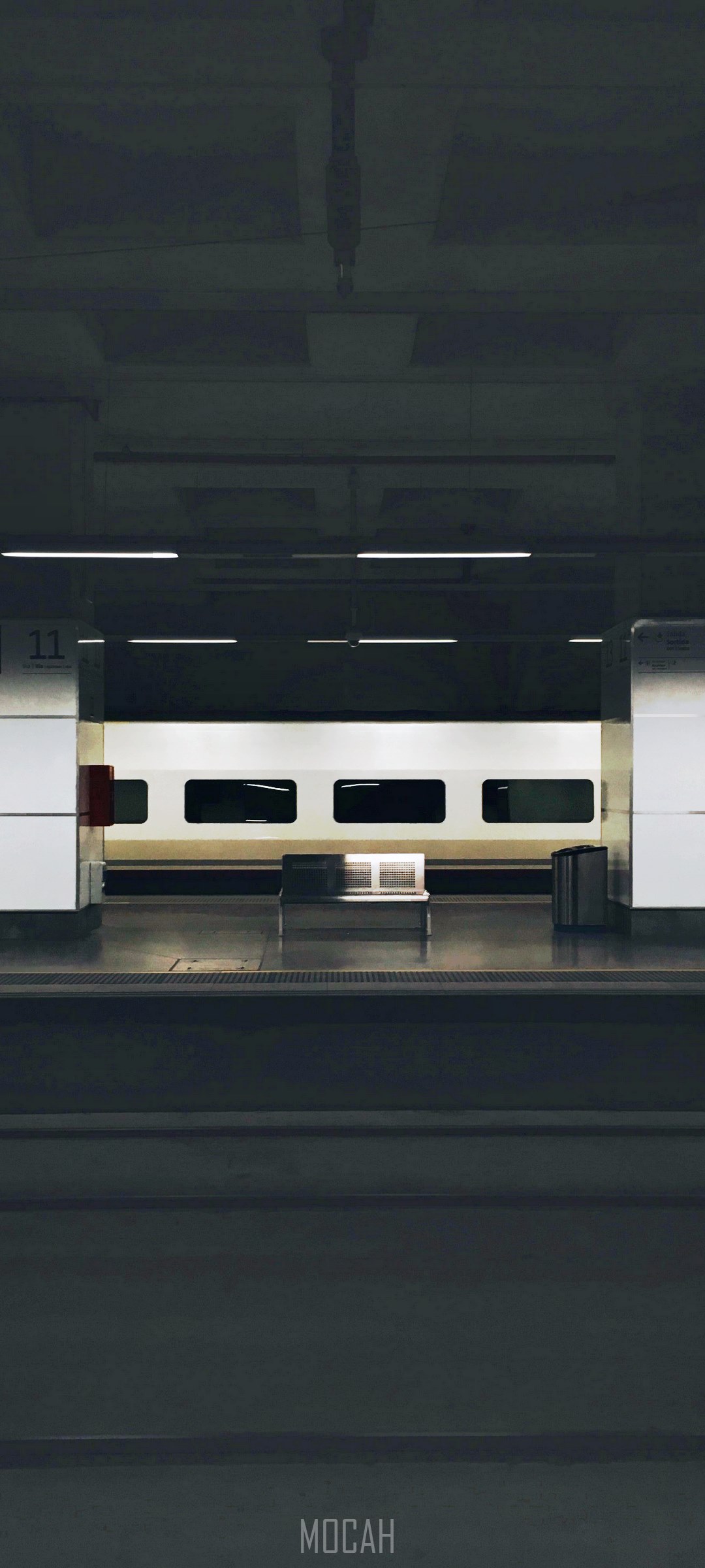 Train at a dark railway station platform HD Phone Wallpaper