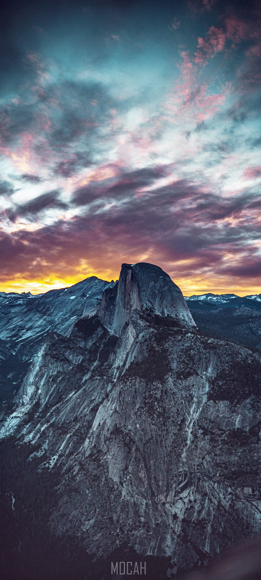 Half Dome Mountain at Sunset with Dramatic Clouds HD Phone Wallpaper