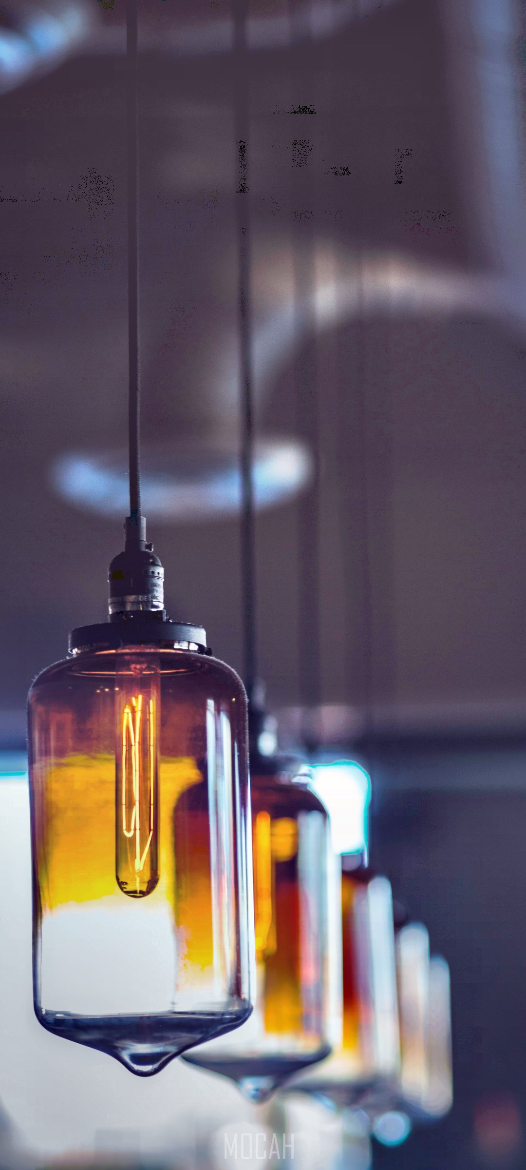 Edison bulbs in amber glass shades HD Phone Wallpaper