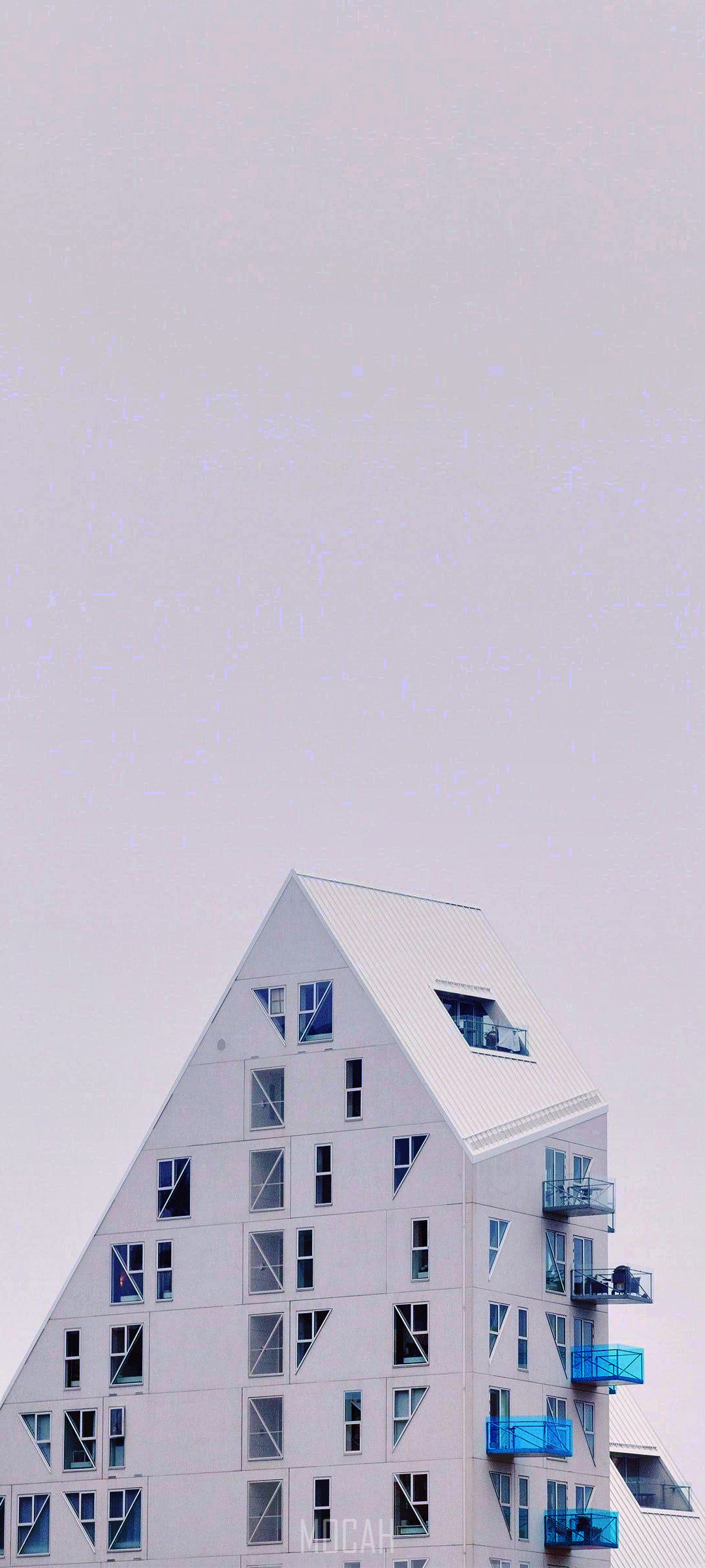 Triangular modern building with many windows HD Phone Wallpaper