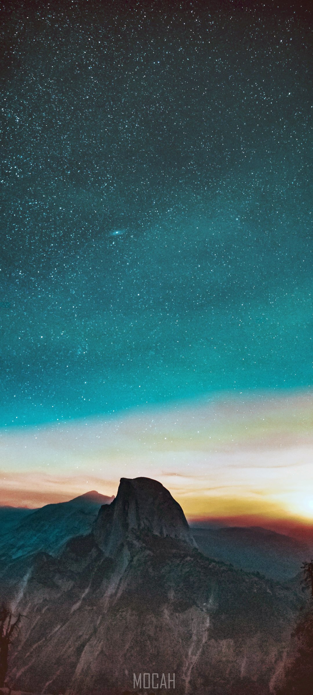 Mountain peak under starry sky HD Phone Wallpaper