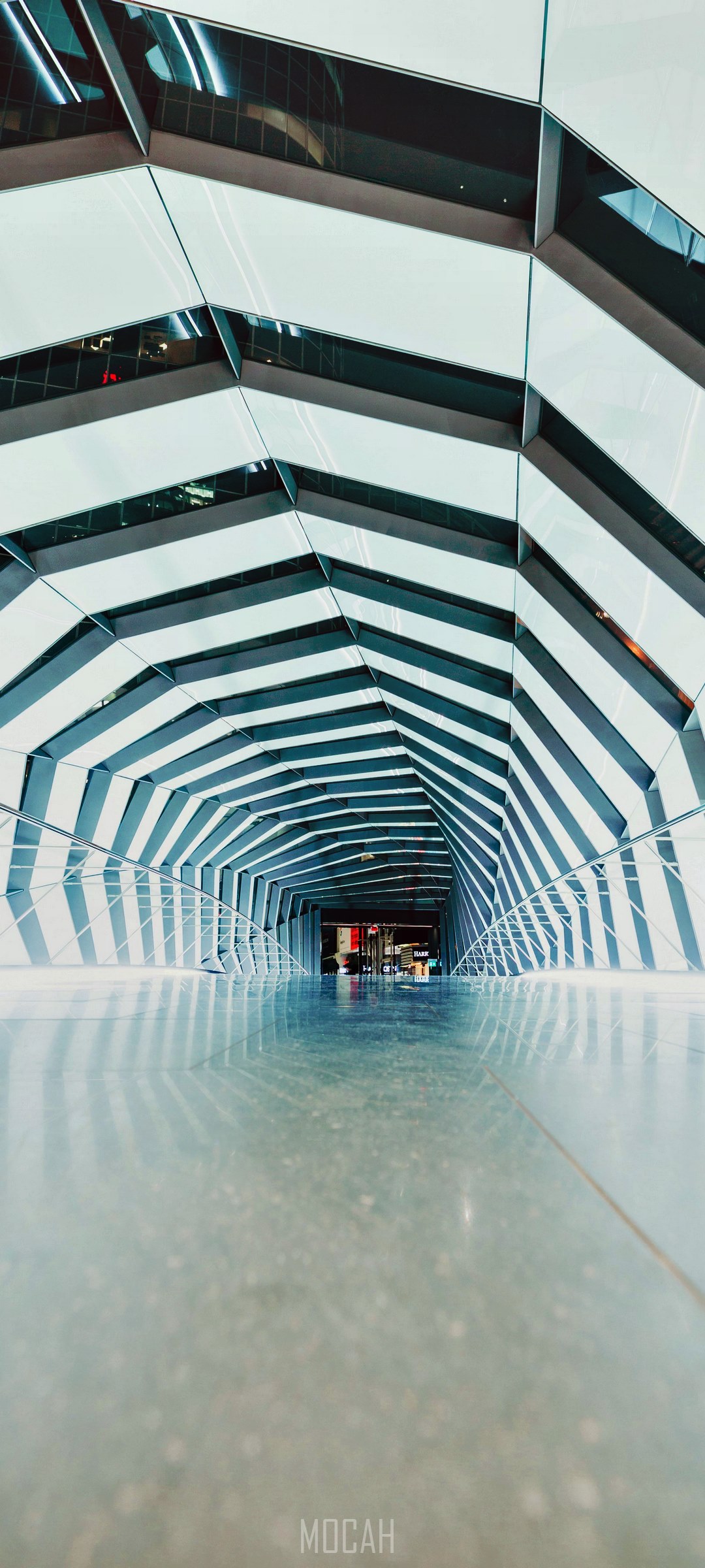 Modern architectural tunnel with reflective floor HD Phone Wallpaper