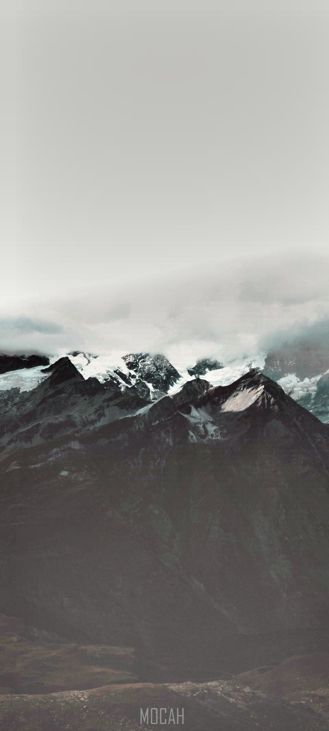 Snowy mountain peaks under clouds HD Phone Wallpaper