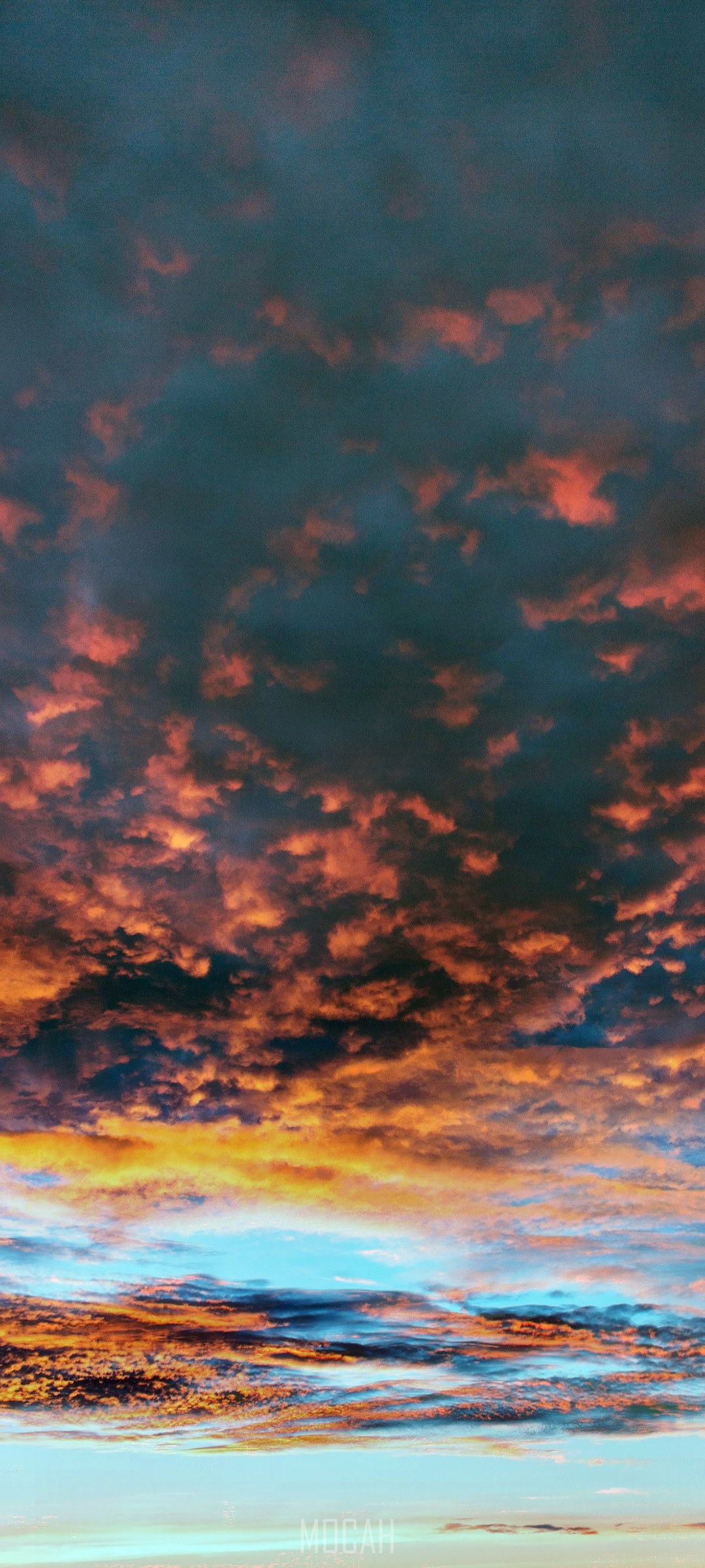 Sunset clouds with orange and blue hues HD Phone Wallpaper