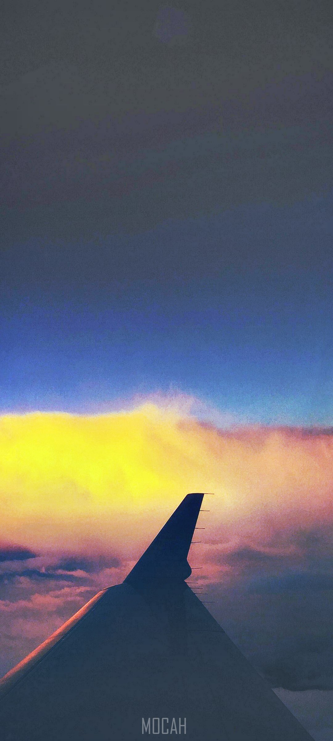 Airplane wing against colorful sunset sky HD Phone Wallpaper