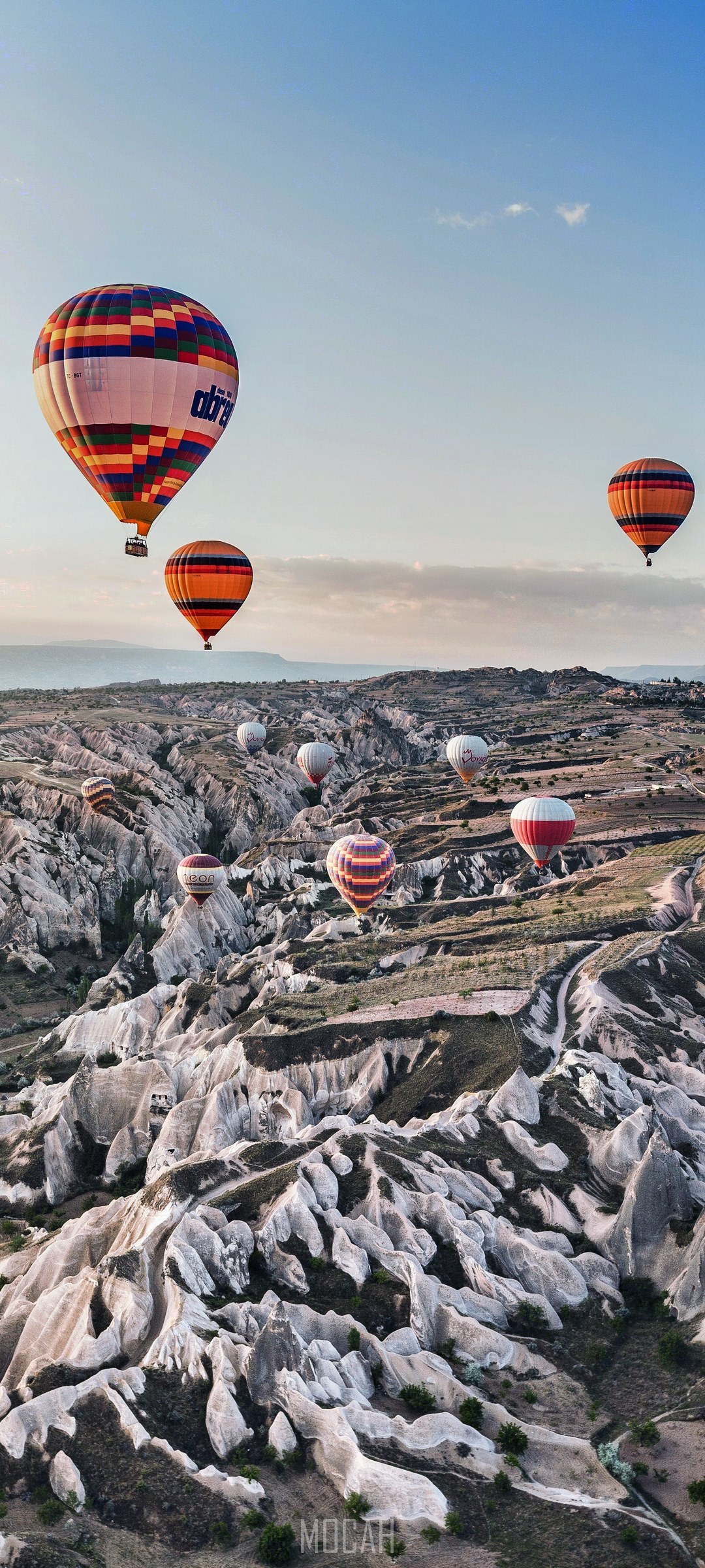 Hot air balloons over Cappadocia landscape HD Phone Wallpaper