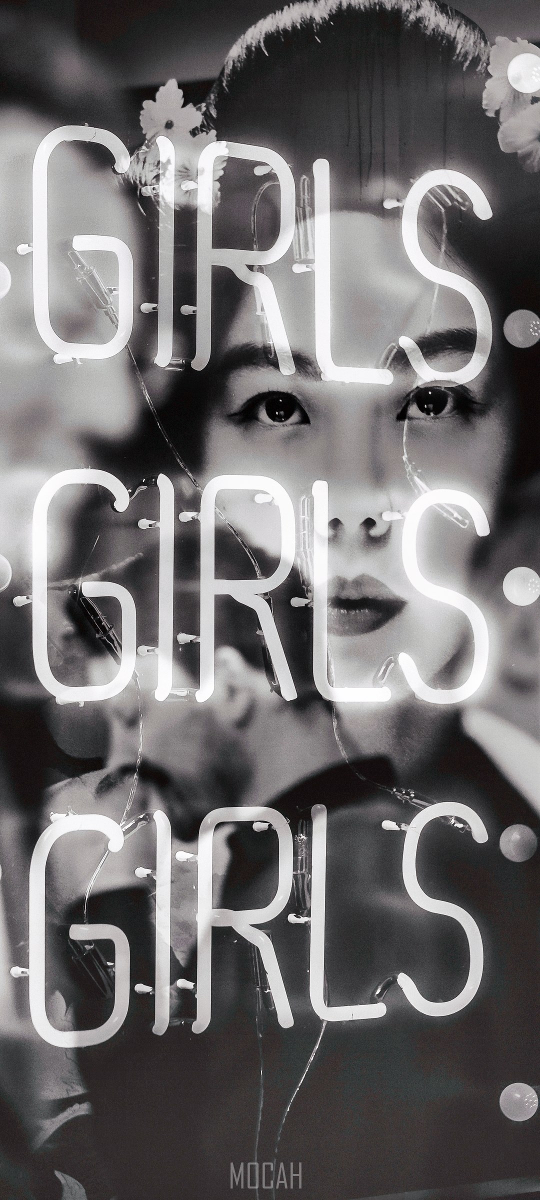 Neon 'Girls' sign over Japanese women HD Phone Wallpaper