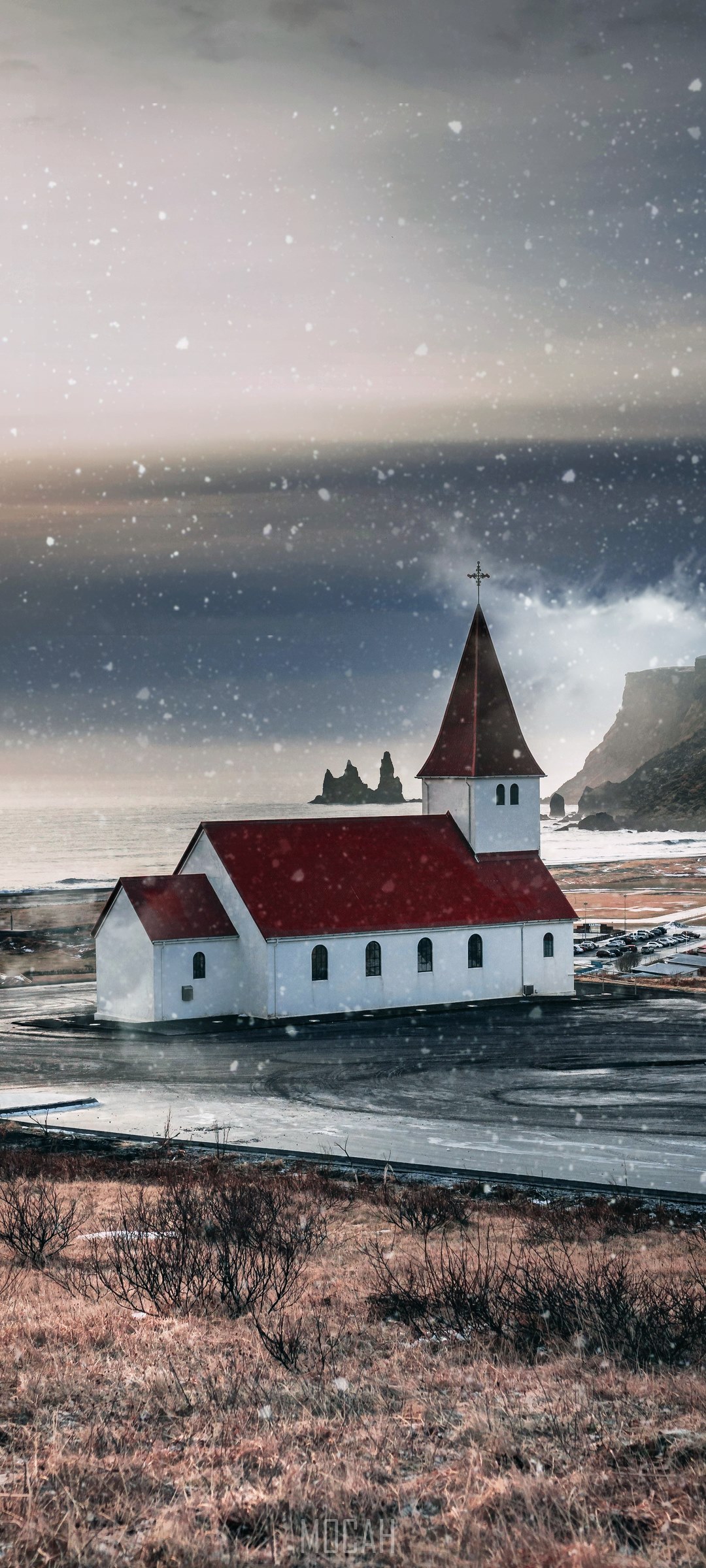 Vik Church in Iceland during winter HD Phone Wallpaper
