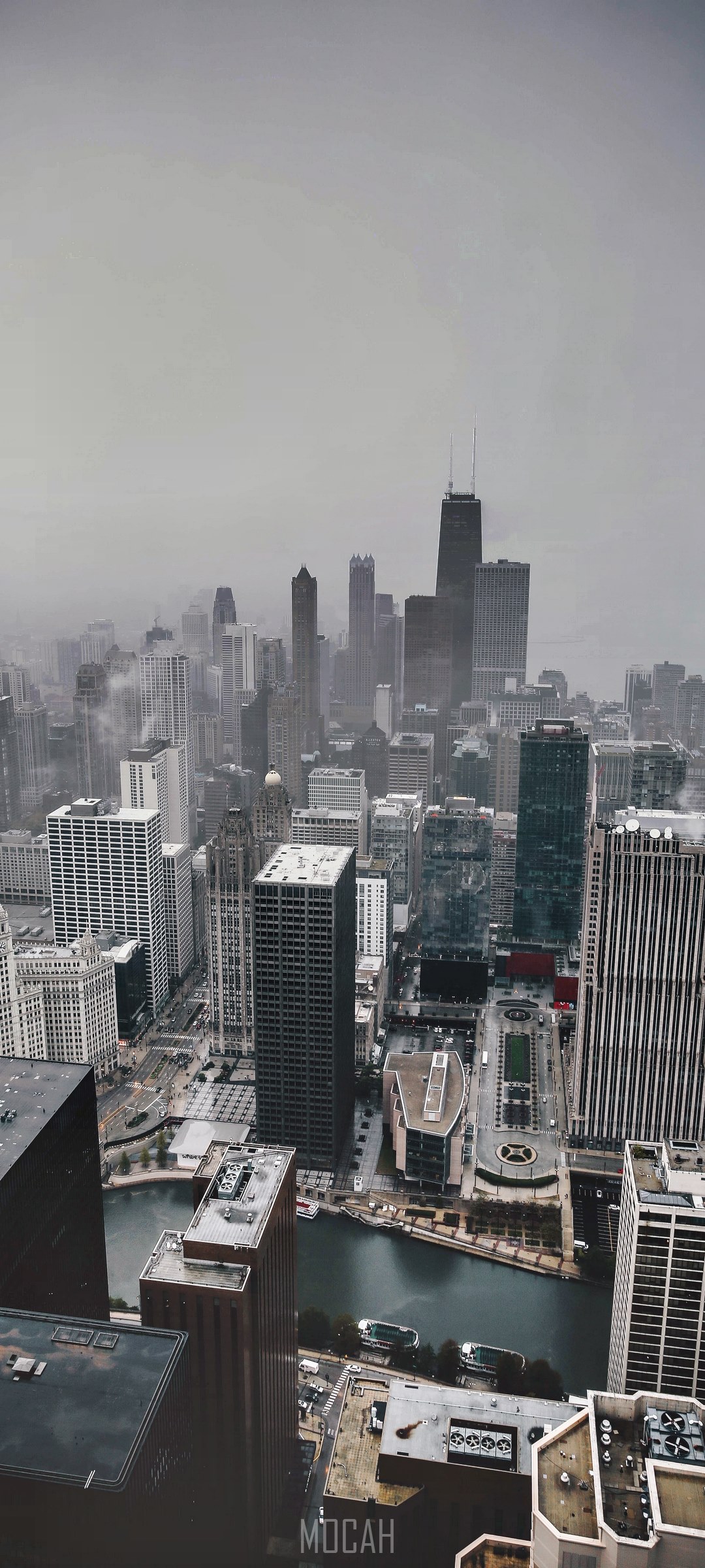 Chicago skyline on a foggy day HD Phone Wallpaper